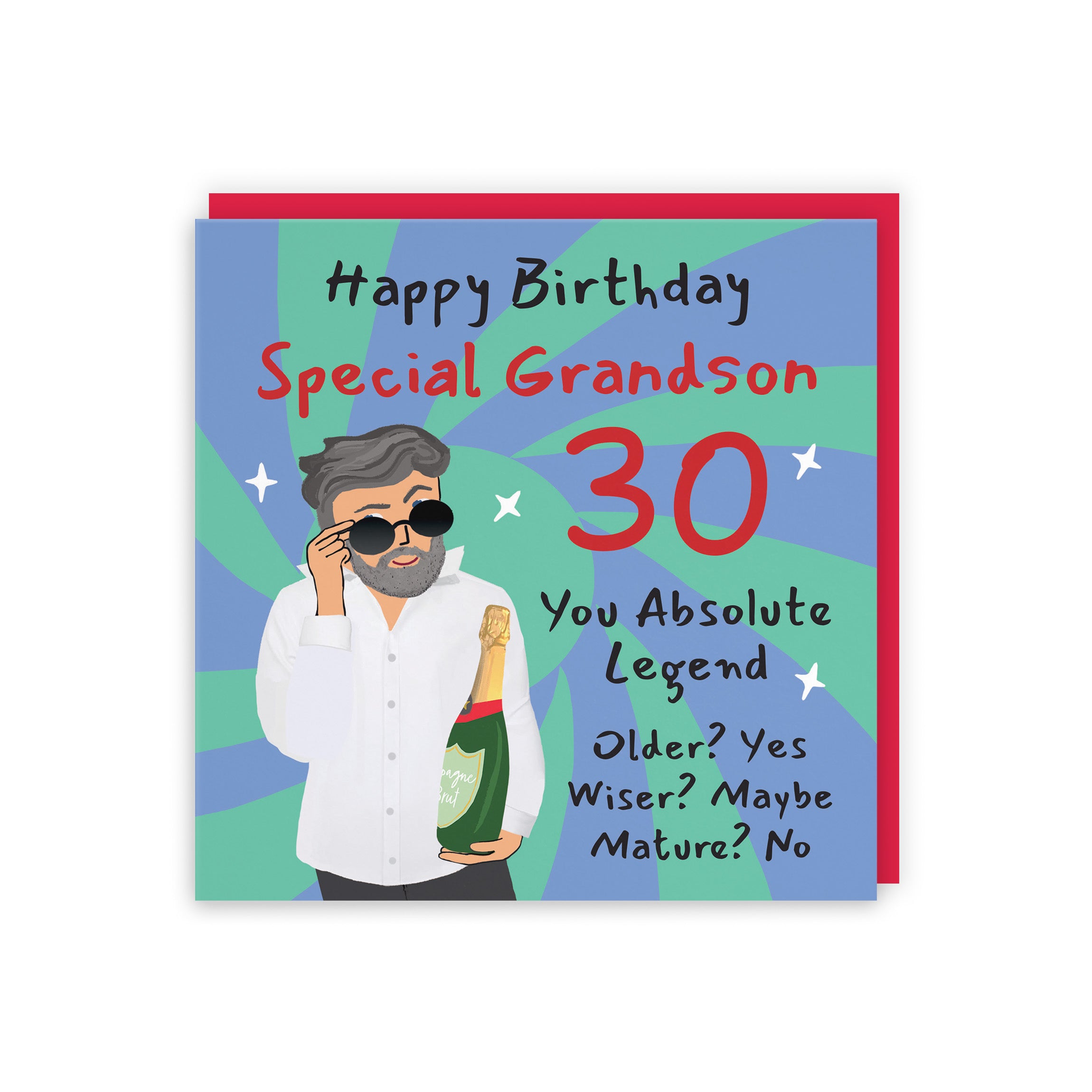 30th Grandson Birthday Card Cool Dude Laugh Out Loud - Default Title (GK00102)