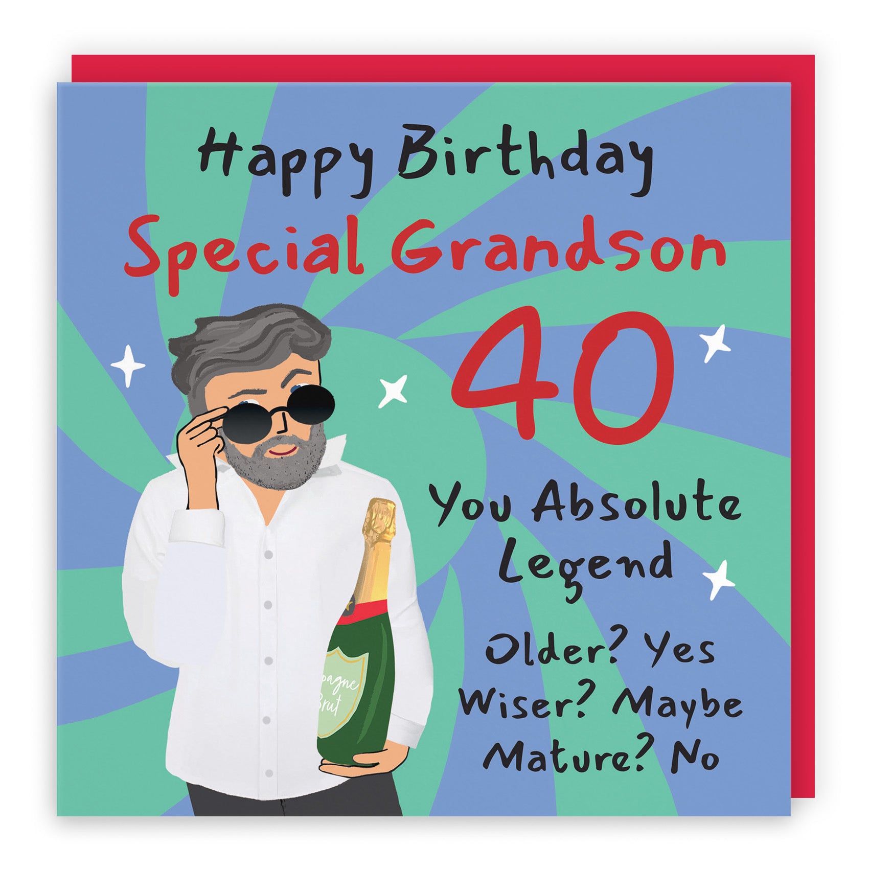 40th Grandson Birthday Card Cool Dude Laugh Out Loud - Default Title (GK00103)