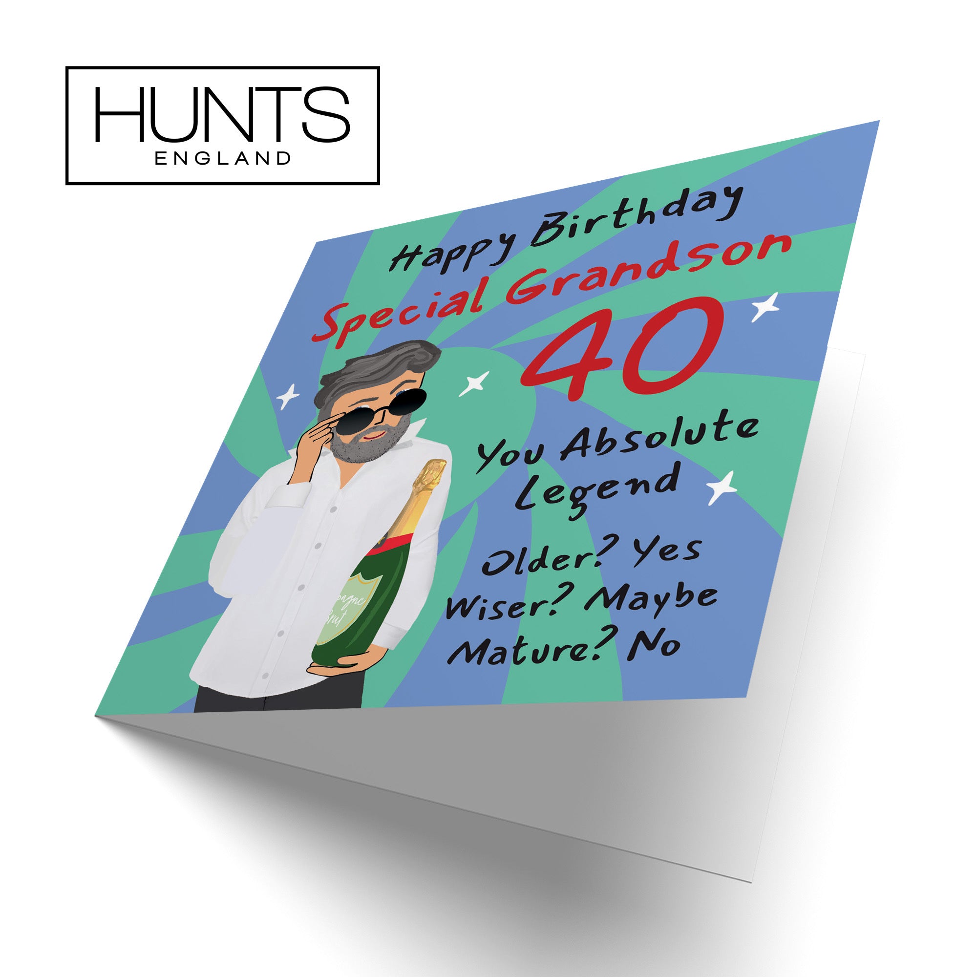 40th Grandson Birthday Card Cool Dude Laugh Out Loud - Default Title (GK00103)