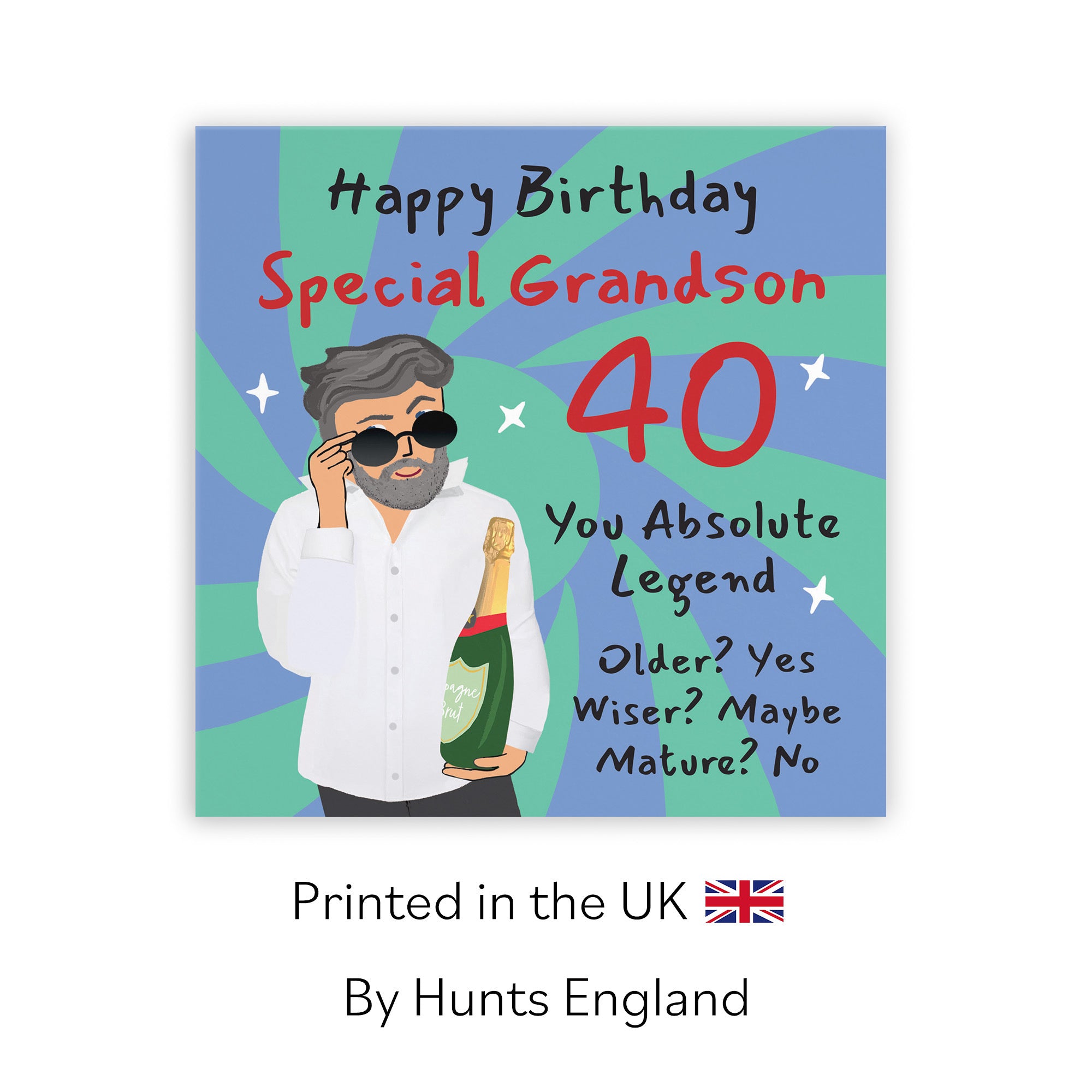 40th Grandson Birthday Card Cool Dude Laugh Out Loud - Default Title (GK00103)