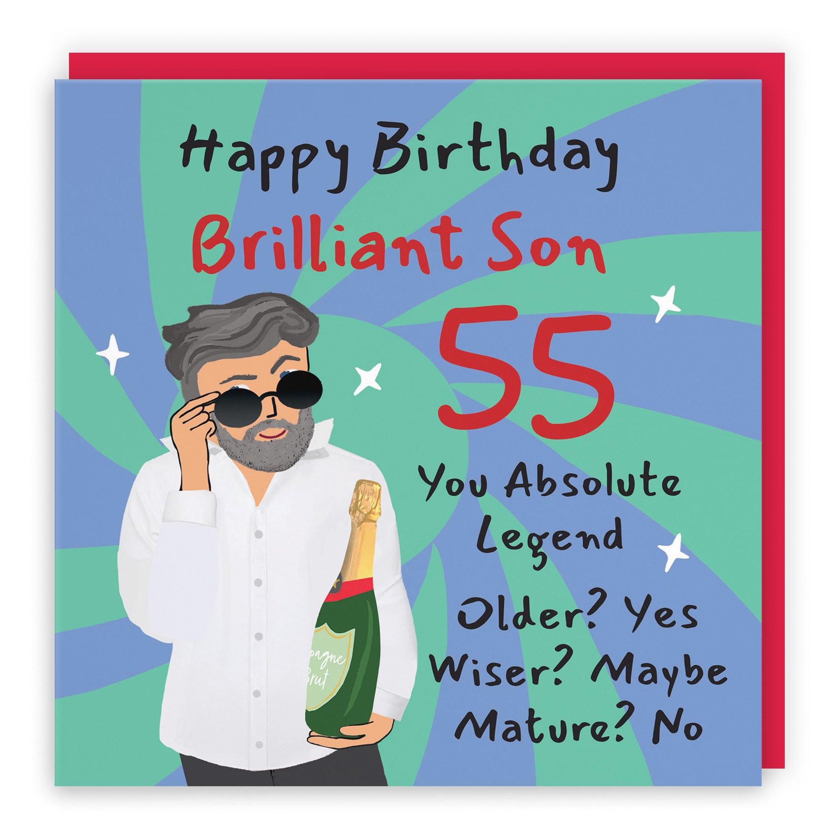 55th Son Birthday Card Cool Dude Laugh Out Loud - Default Title (GK00131)