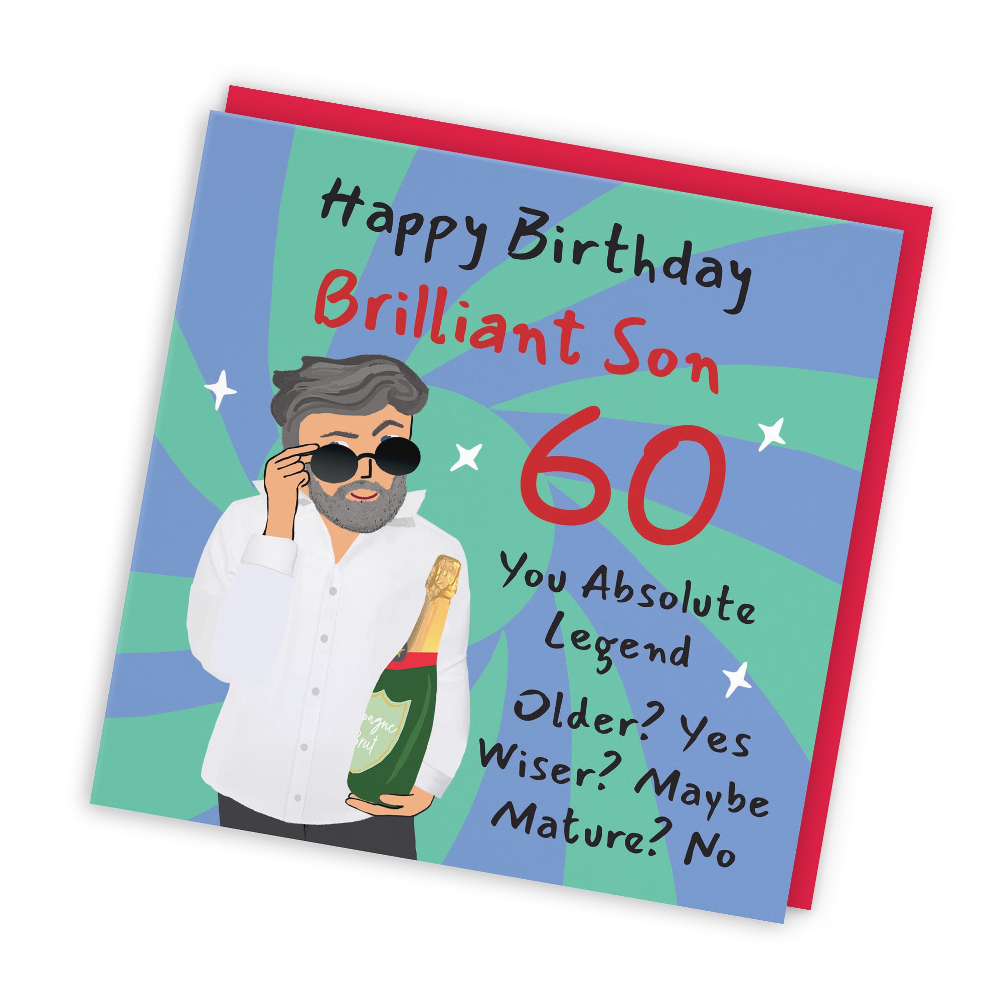 60th Son Birthday Card Cool Dude Laugh Out Loud - Default Title (GK00132)