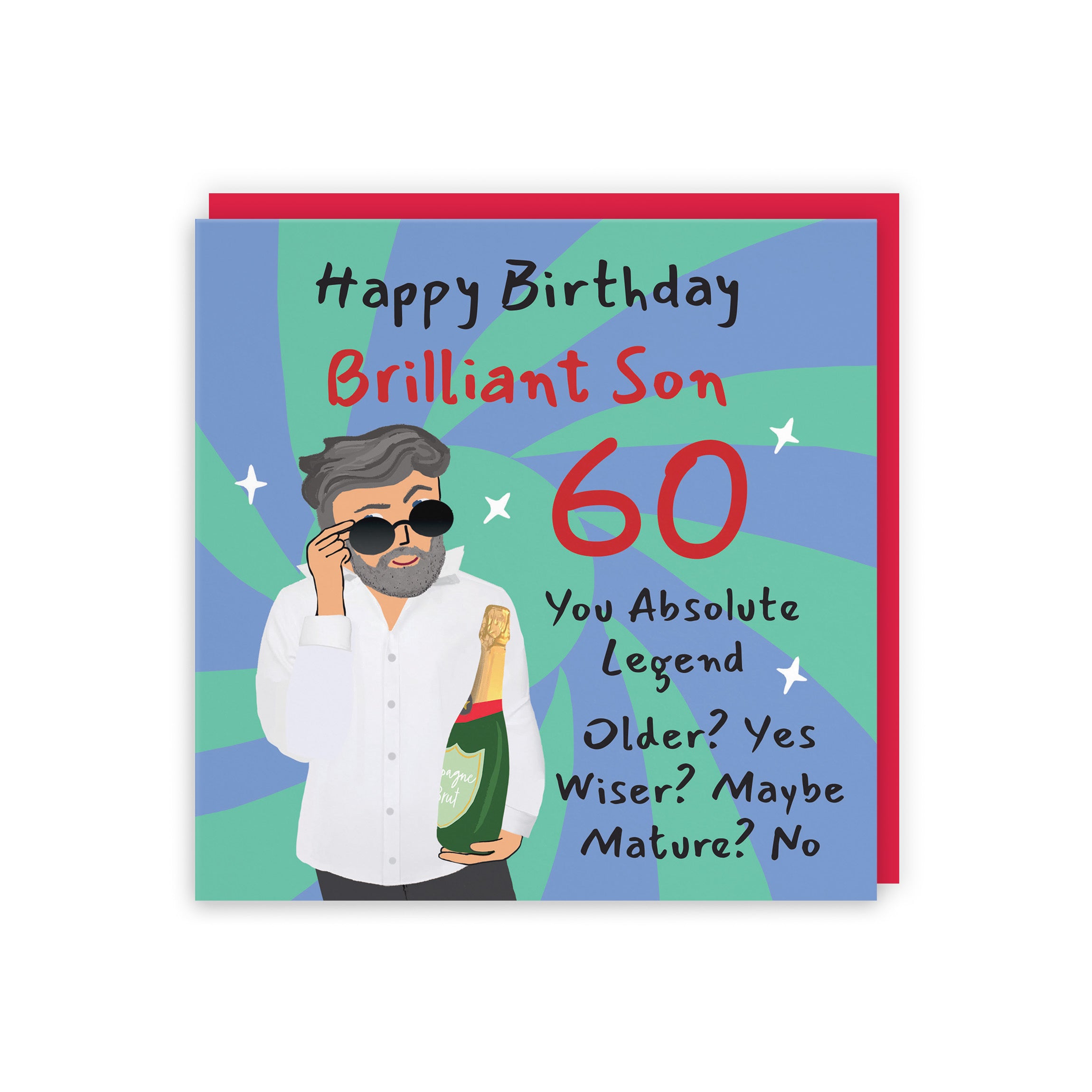 60th Son Birthday Card Cool Dude Laugh Out Loud - Default Title (GK00132)