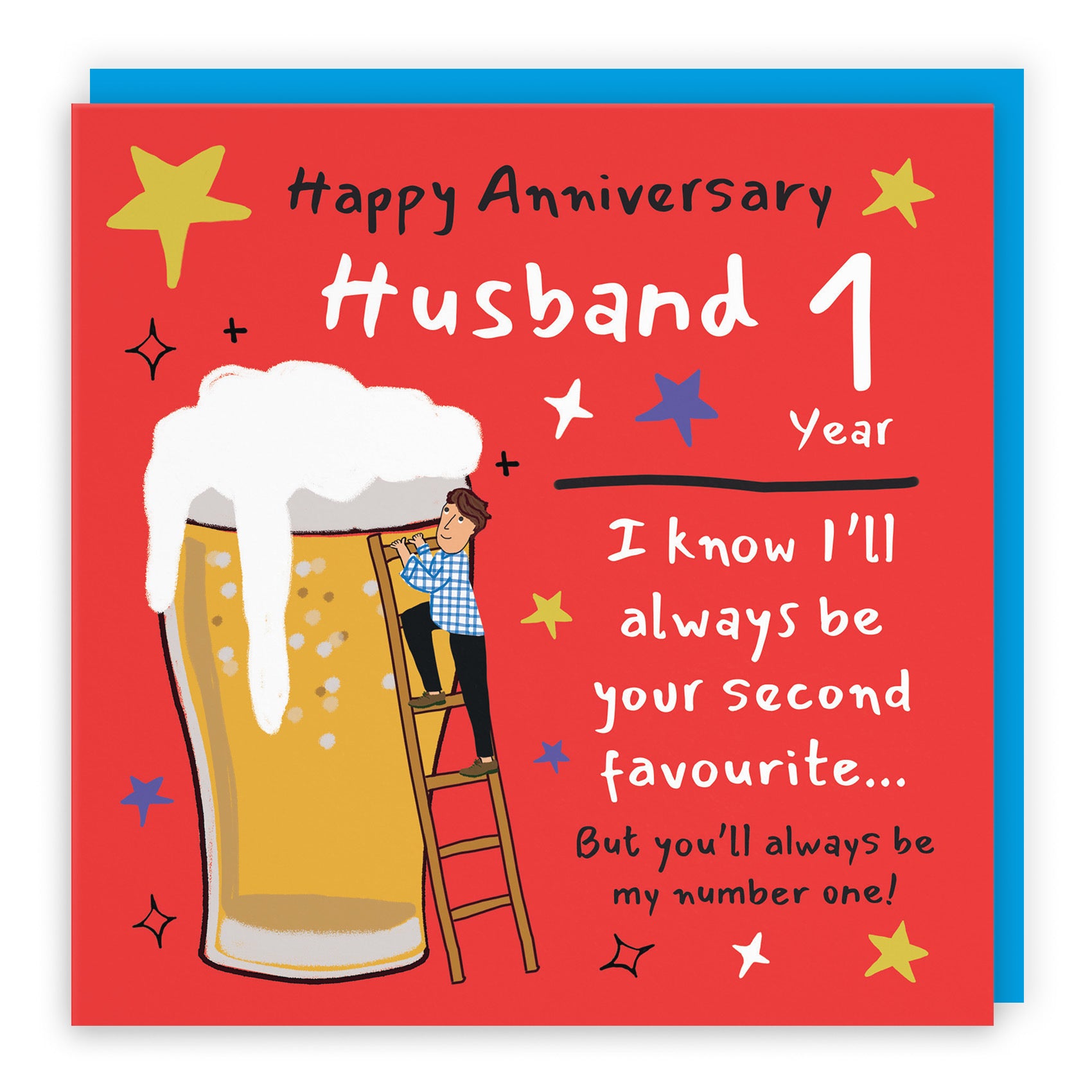 1st Husband Anniversary Card Big Beer Laugh Out Loud - Default Title (GK00195)