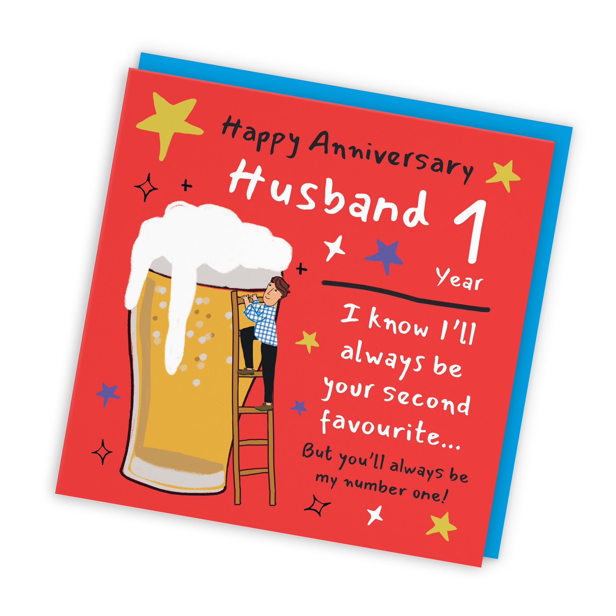 1st Husband Anniversary Card Big Beer Laugh Out Loud - Default Title (GK00195)