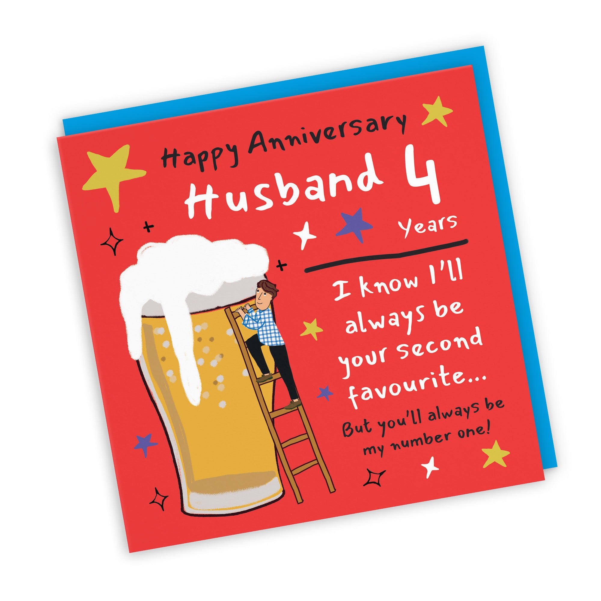 4th Husband Anniversary Card Big Beer Laugh Out Loud - Default Title (GK00198)