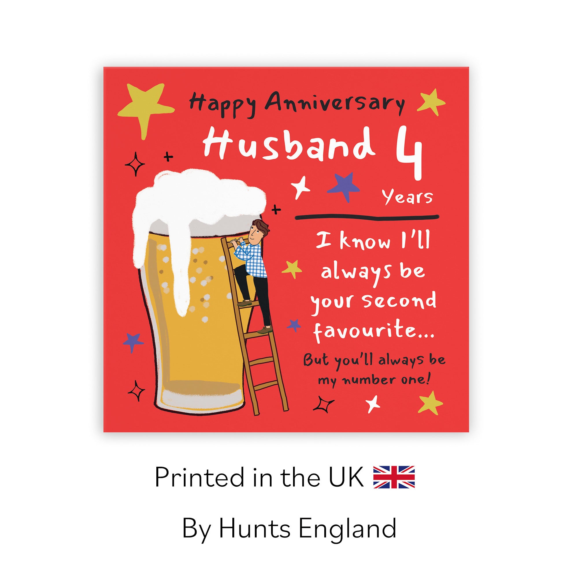 4th Husband Anniversary Card Big Beer Laugh Out Loud - Default Title (GK00198)