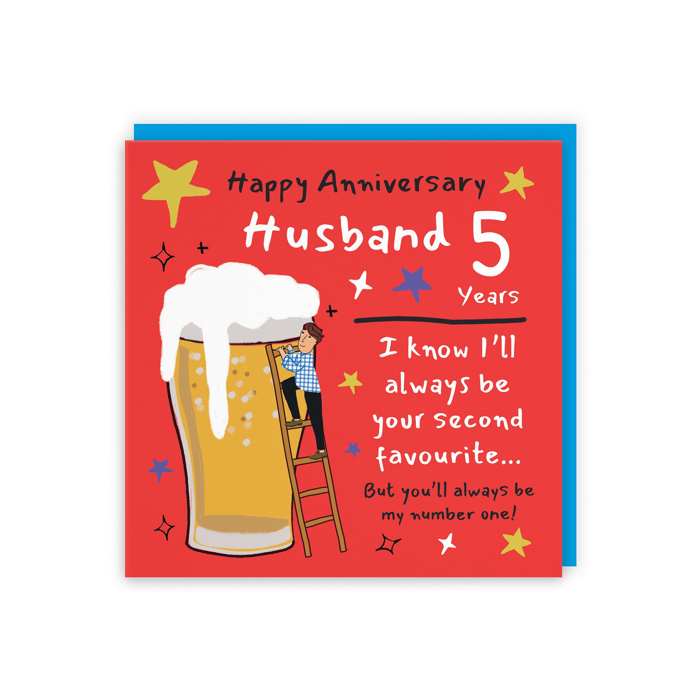 5th Husband Anniversary Card Big Beer Laugh Out Loud - Default Title (GK00199)