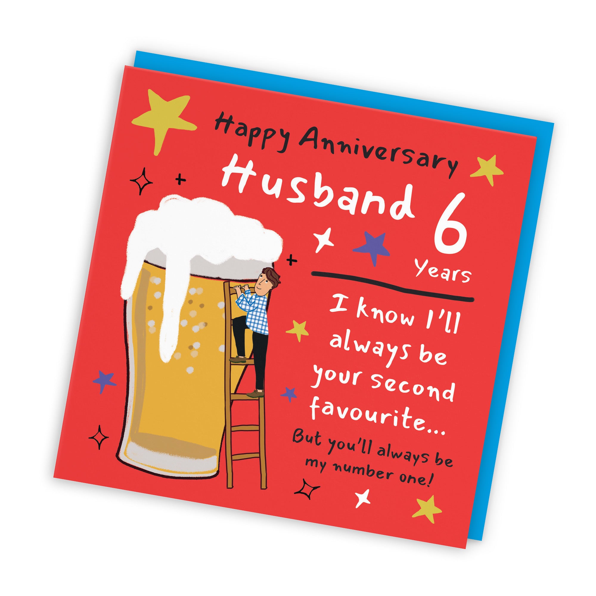 6th Husband Anniversary Card Big Beer Laugh Out Loud - Default Title (GK00200)