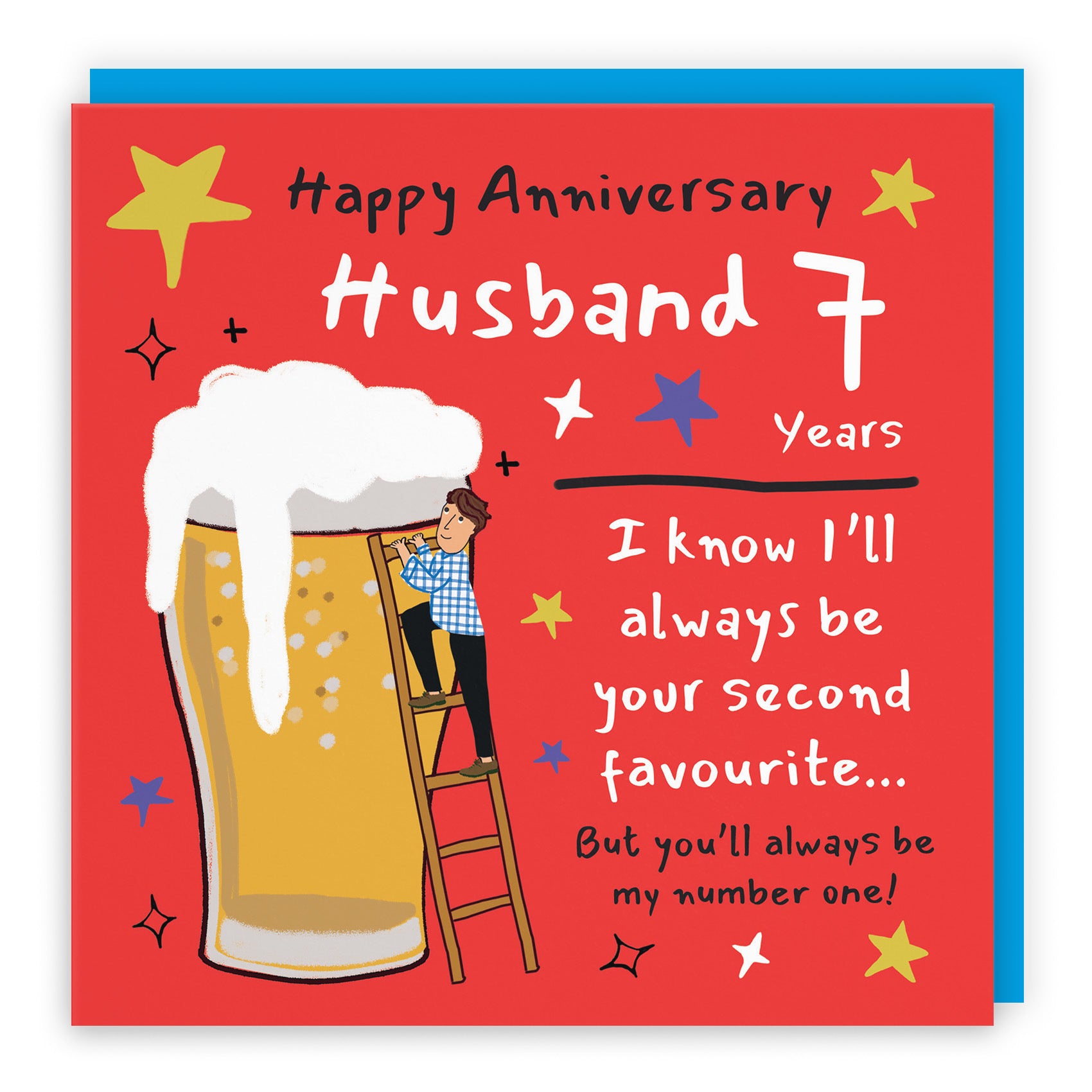 7th Husband Anniversary Card Big Beer Laugh Out Loud - Default Title (GK00201)