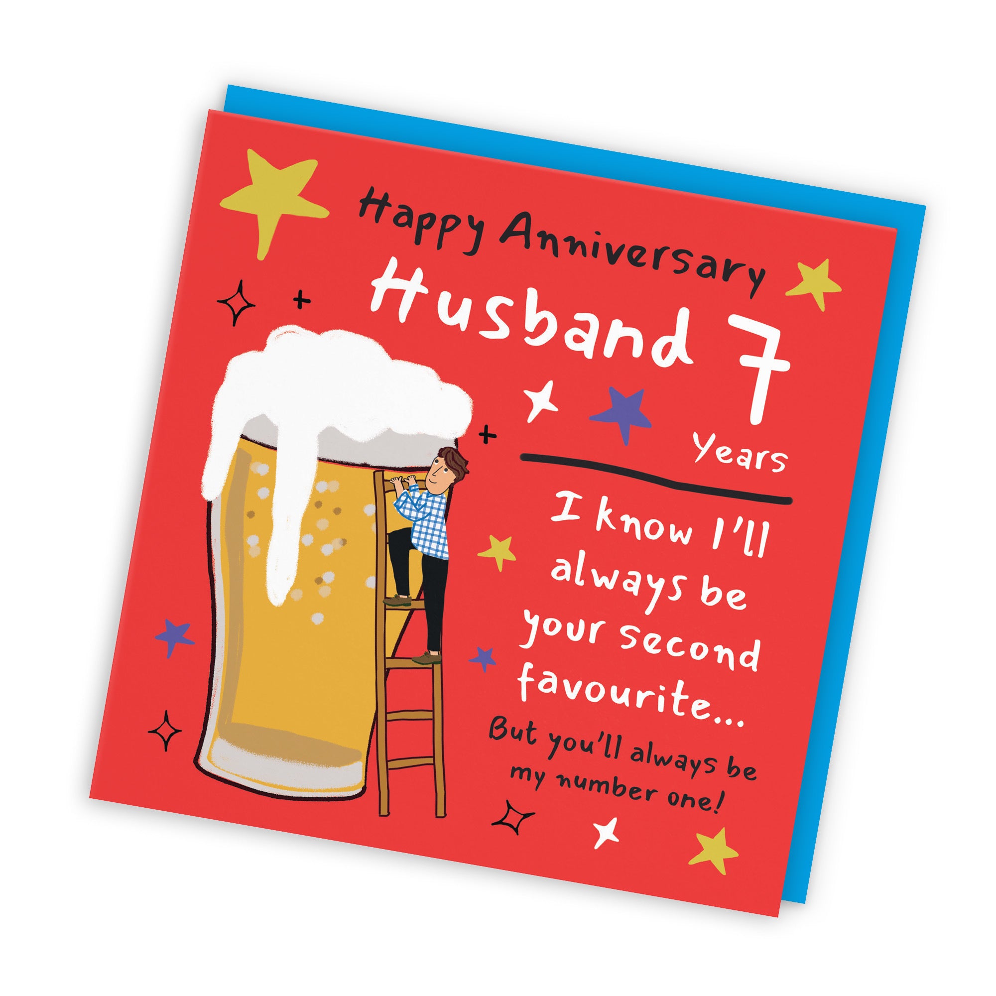 7th Husband Anniversary Card Big Beer Laugh Out Loud - Default Title (GK00201)