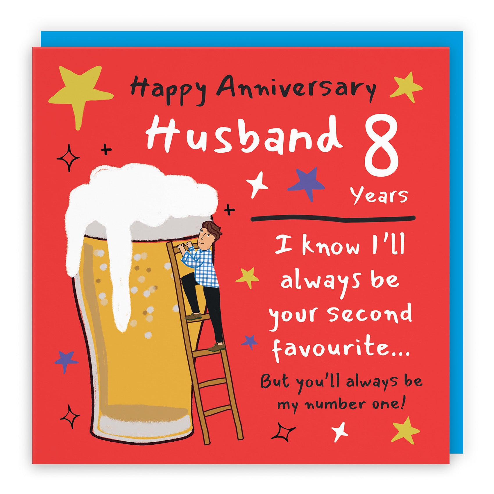 8th Husband Anniversary Card Big Beer Laugh Out Loud - Default Title (GK00202)