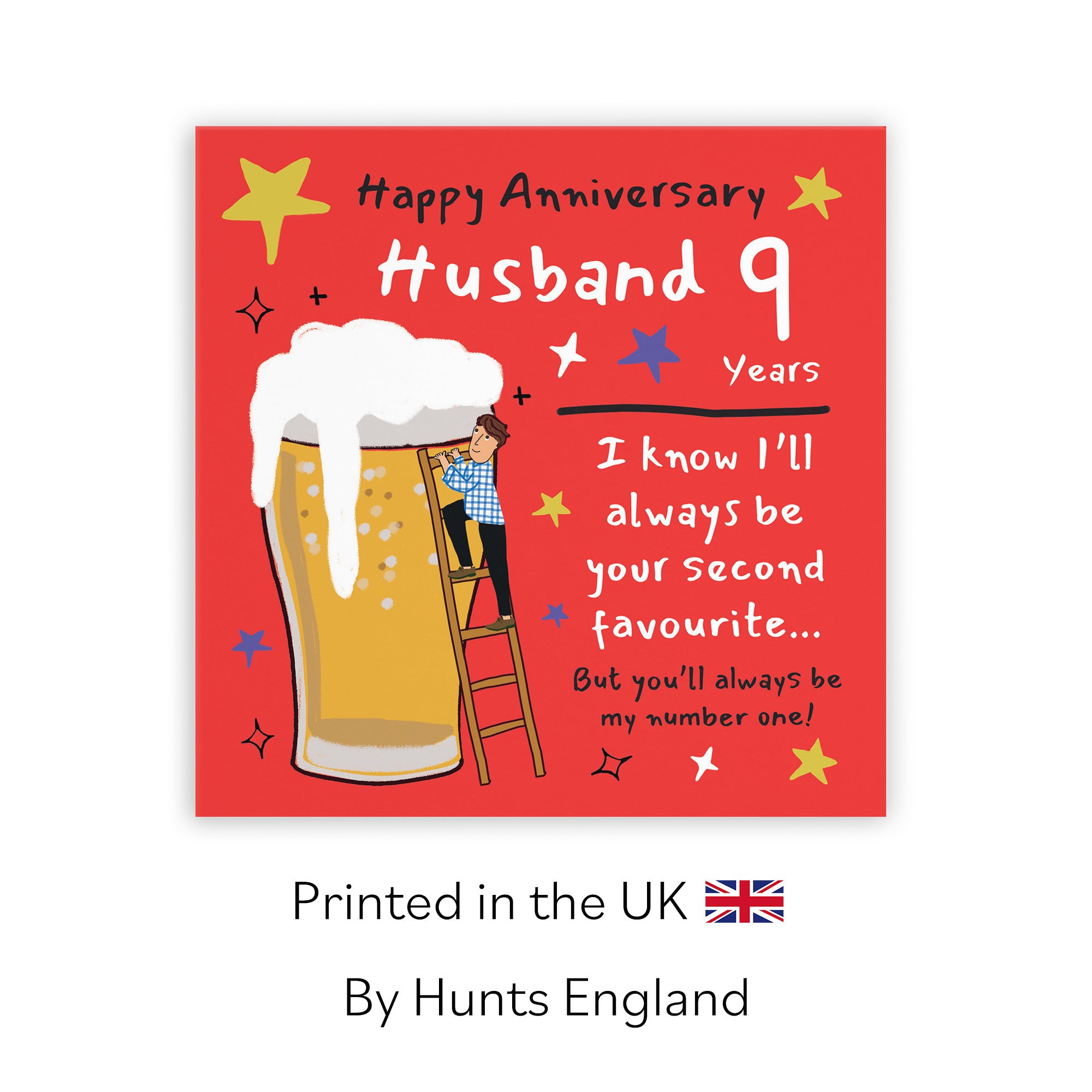 9th Husband Anniversary Card Big Beer Laugh Out Loud - Default Title (GK00203)