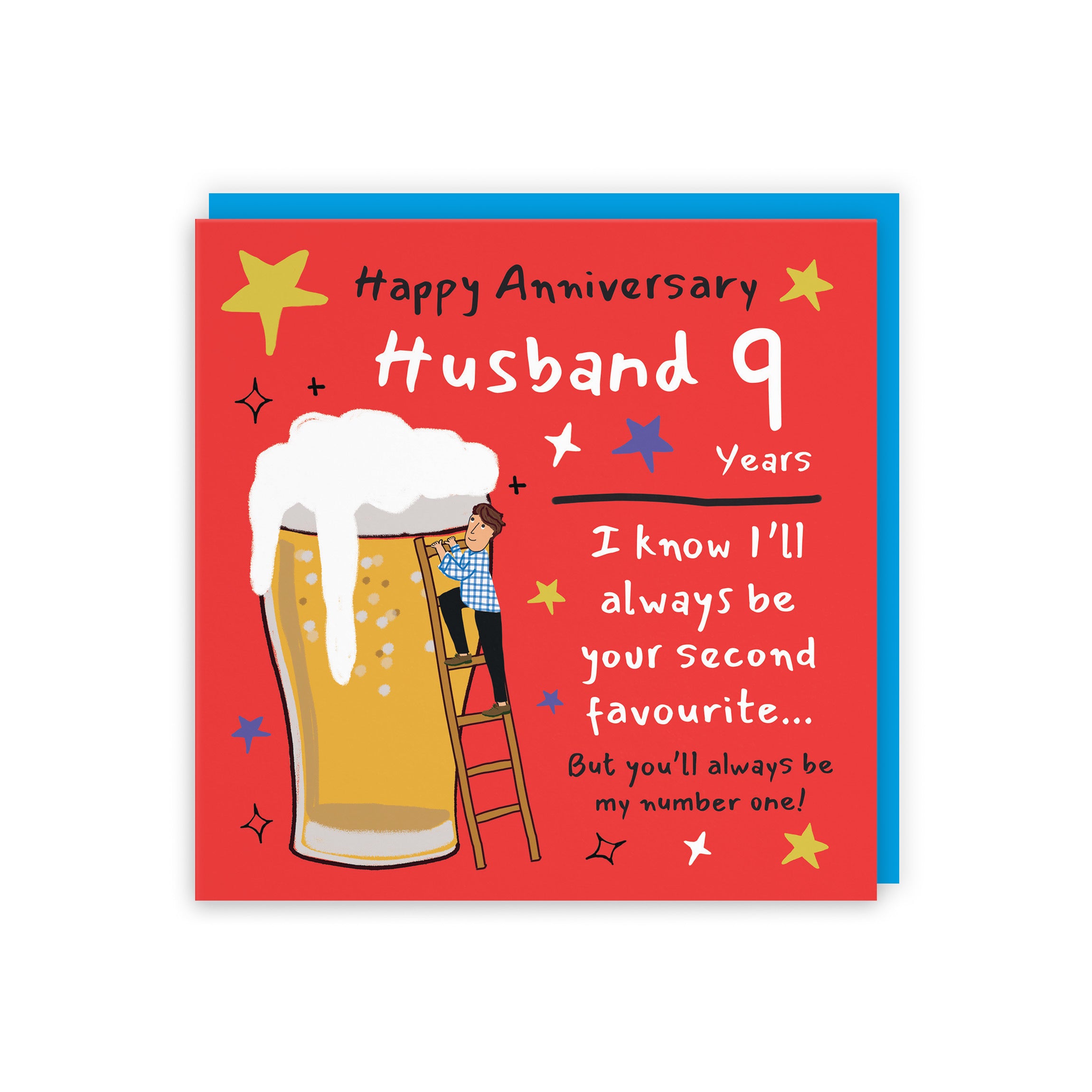 9th Husband Anniversary Card Big Beer Laugh Out Loud - Default Title (GK00203)
