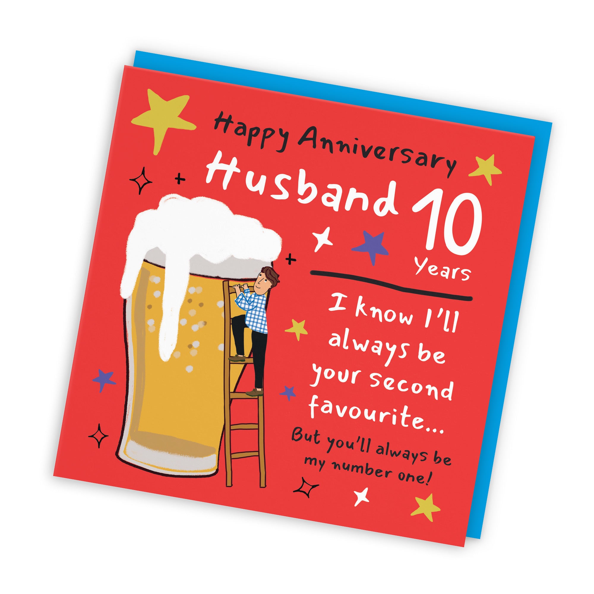 10th Husband Anniversary Card Big Beer Laugh Out Loud - Default Title (GK00204)
