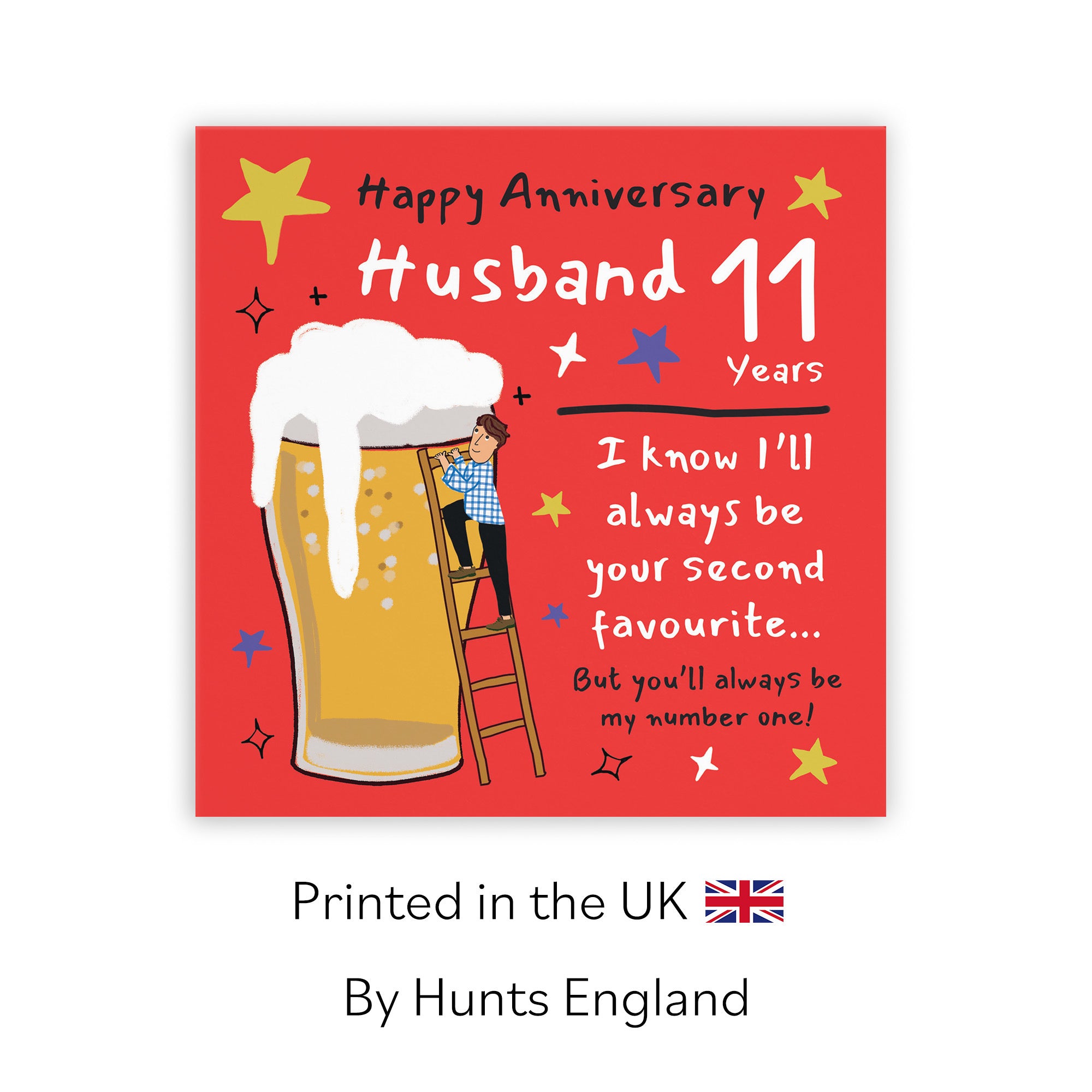 11th Husband Anniversary Card Big Beer Laugh Out Loud - Default Title (GK00205)