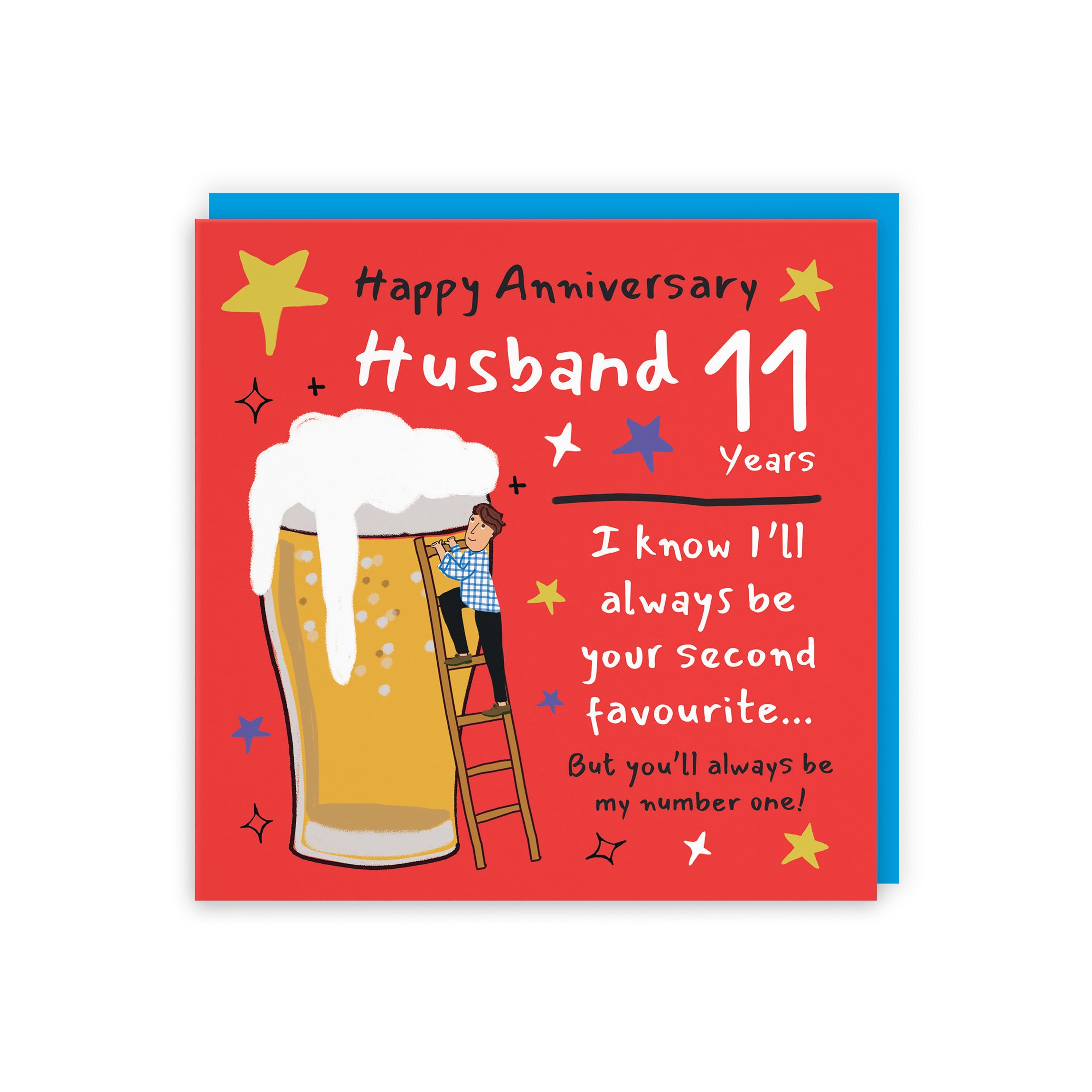 11th Husband Anniversary Card Big Beer Laugh Out Loud - Default Title (GK00205)