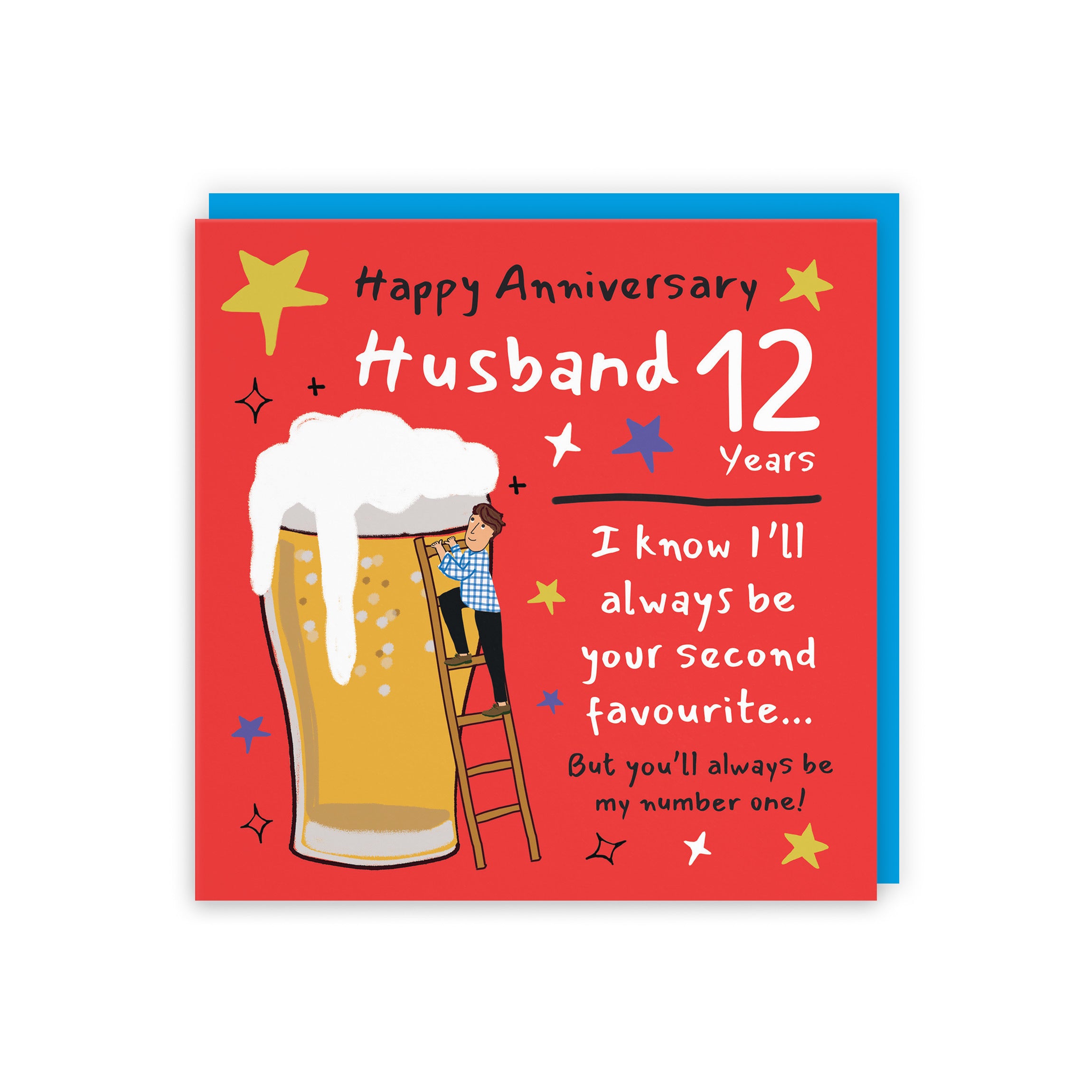 12th Husband Anniversary Card Big Beer Laugh Out Loud - Default Title (GK00206)