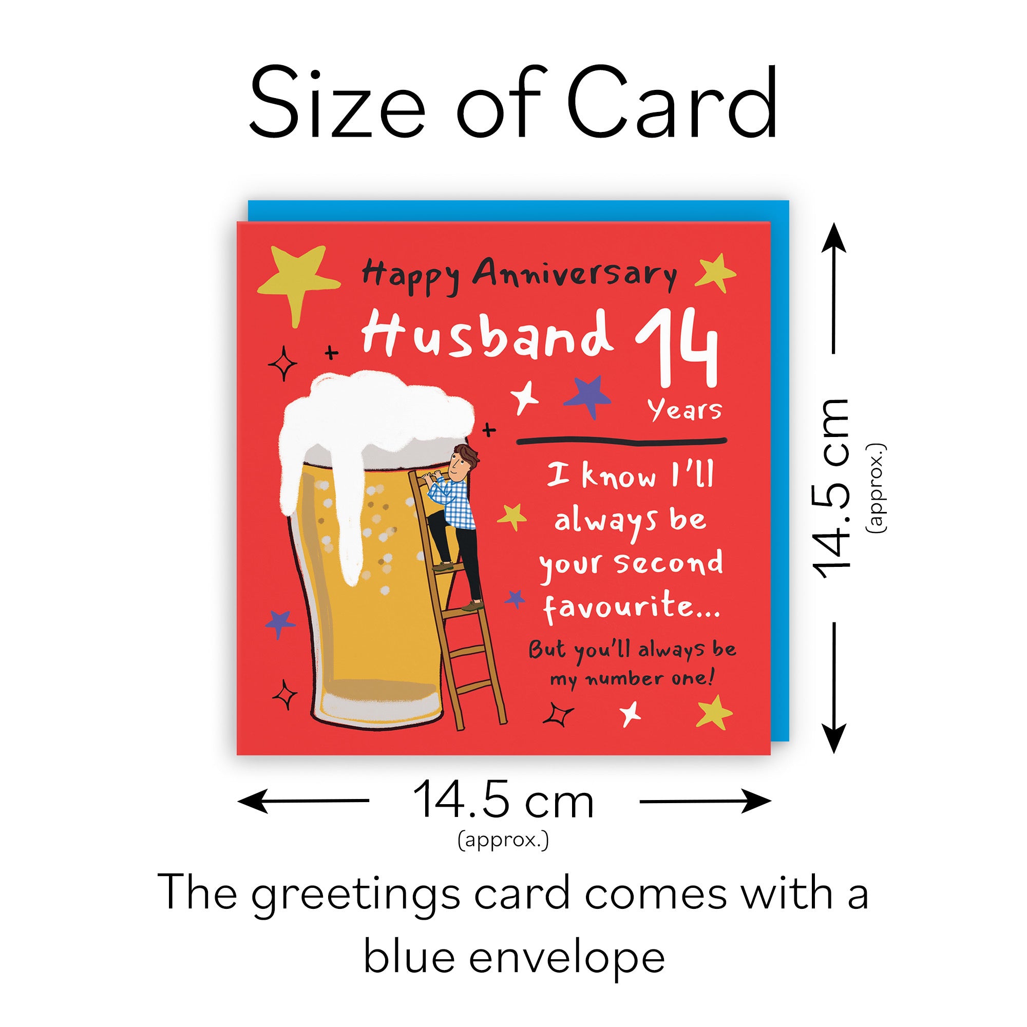 14th Husband Anniversary Card Big Beer Laugh Out Loud - Default Title (GK00208)