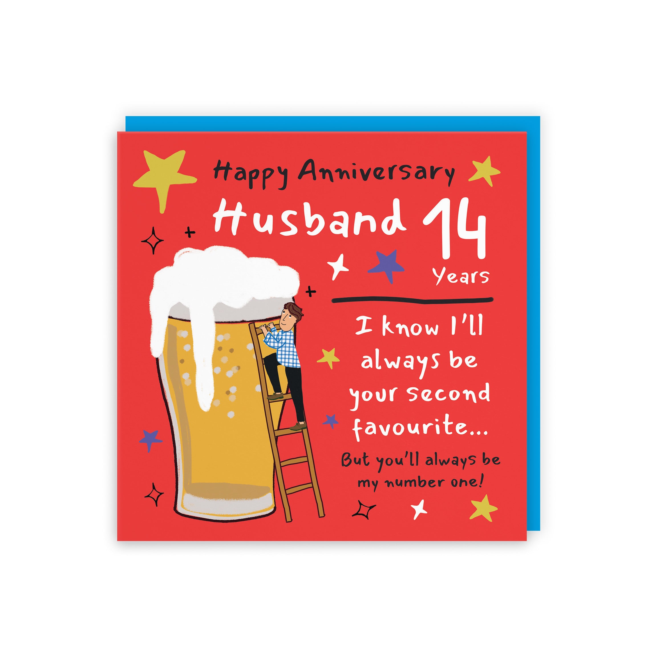 14th Husband Anniversary Card Big Beer Laugh Out Loud - Default Title (GK00208)