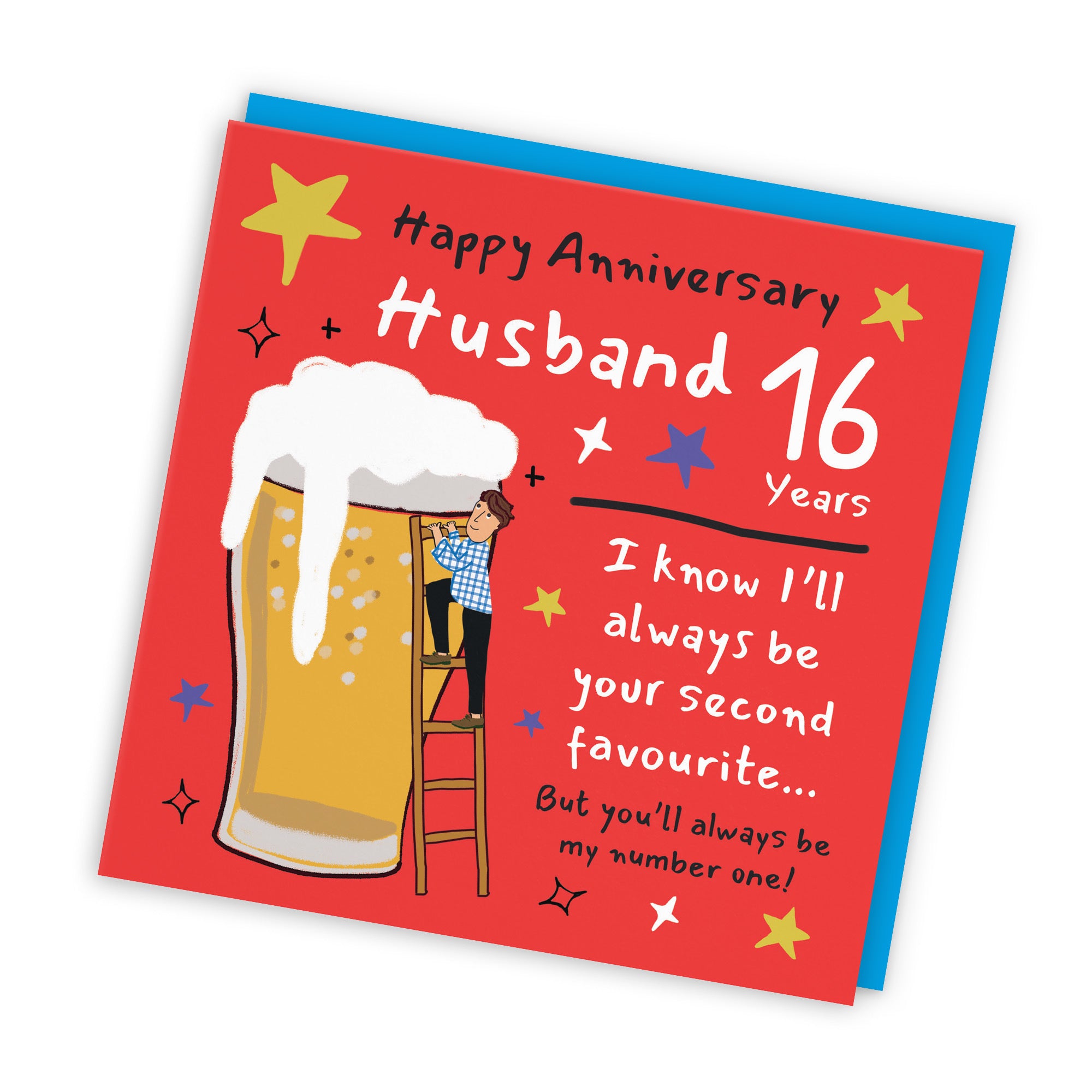 16th Husband Anniversary Card Big Beer Laugh Out Loud - Default Title (GK00210)