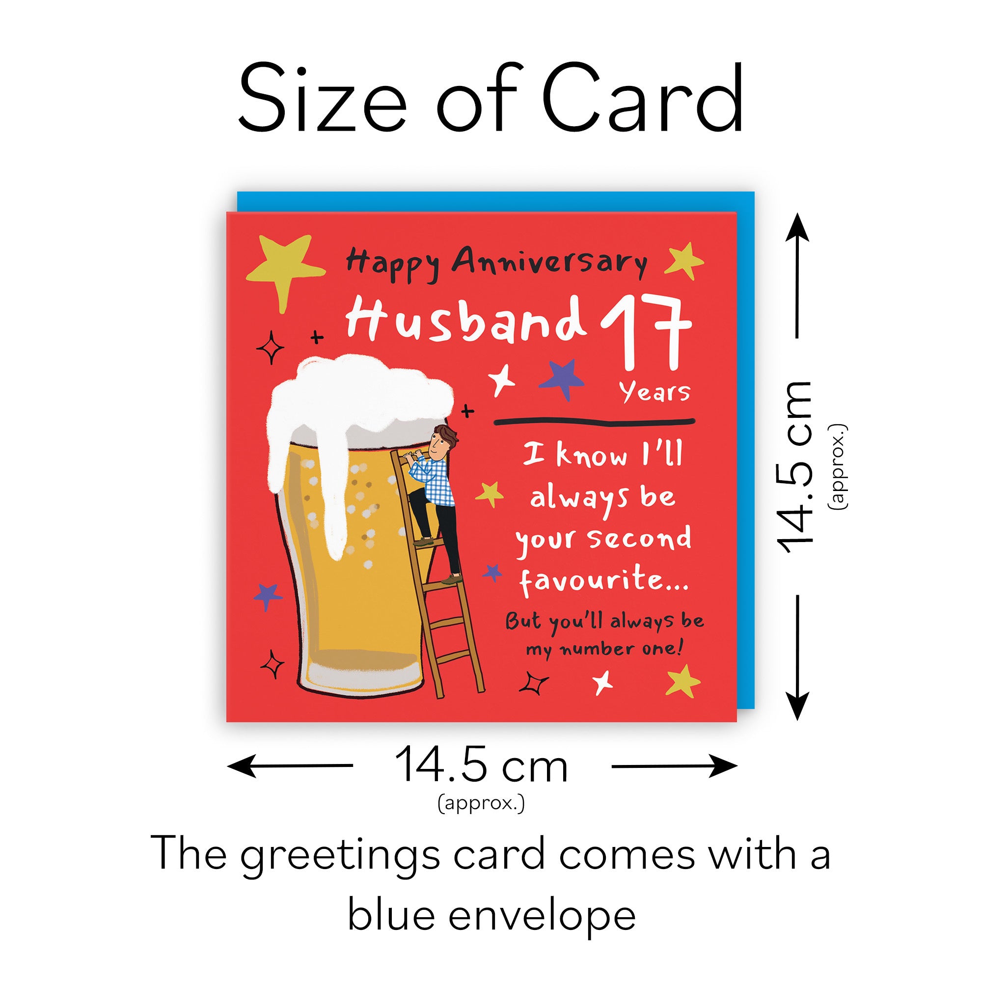 17th Husband Anniversary Card Big Beer Laugh Out Loud - Default Title (GK00211)