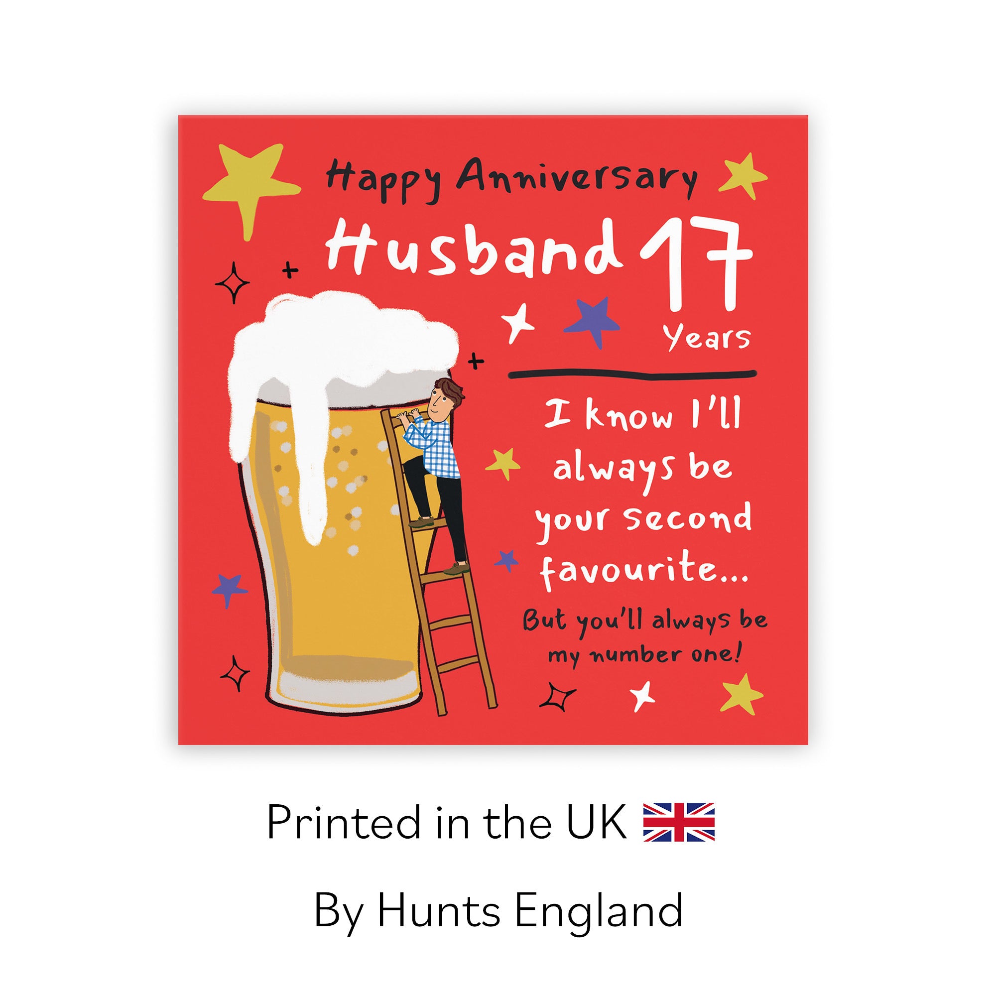 17th Husband Anniversary Card Big Beer Laugh Out Loud - Default Title (GK00211)