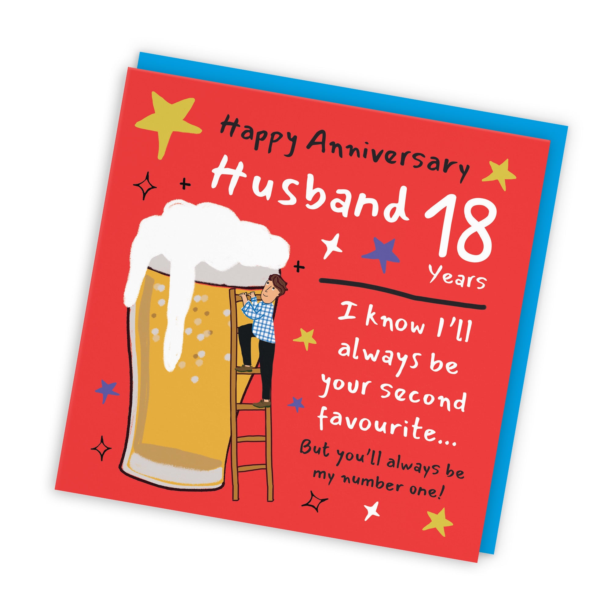 18th Husband Anniversary Card Big Beer Laugh Out Loud - Default Title (GK00212)