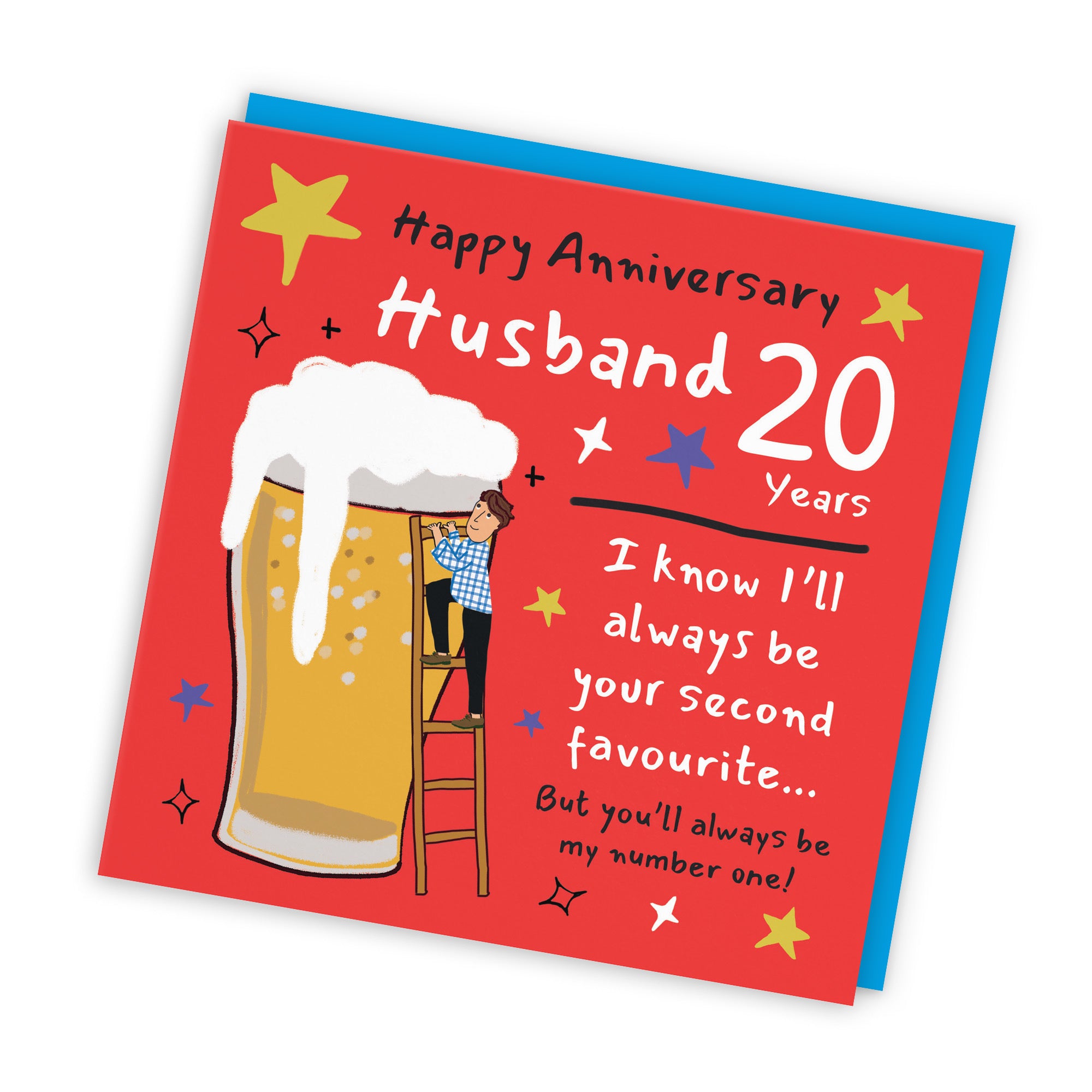 20th Husband Anniversary Card Big Beer Laugh Out Loud - Default Title (GK00214)