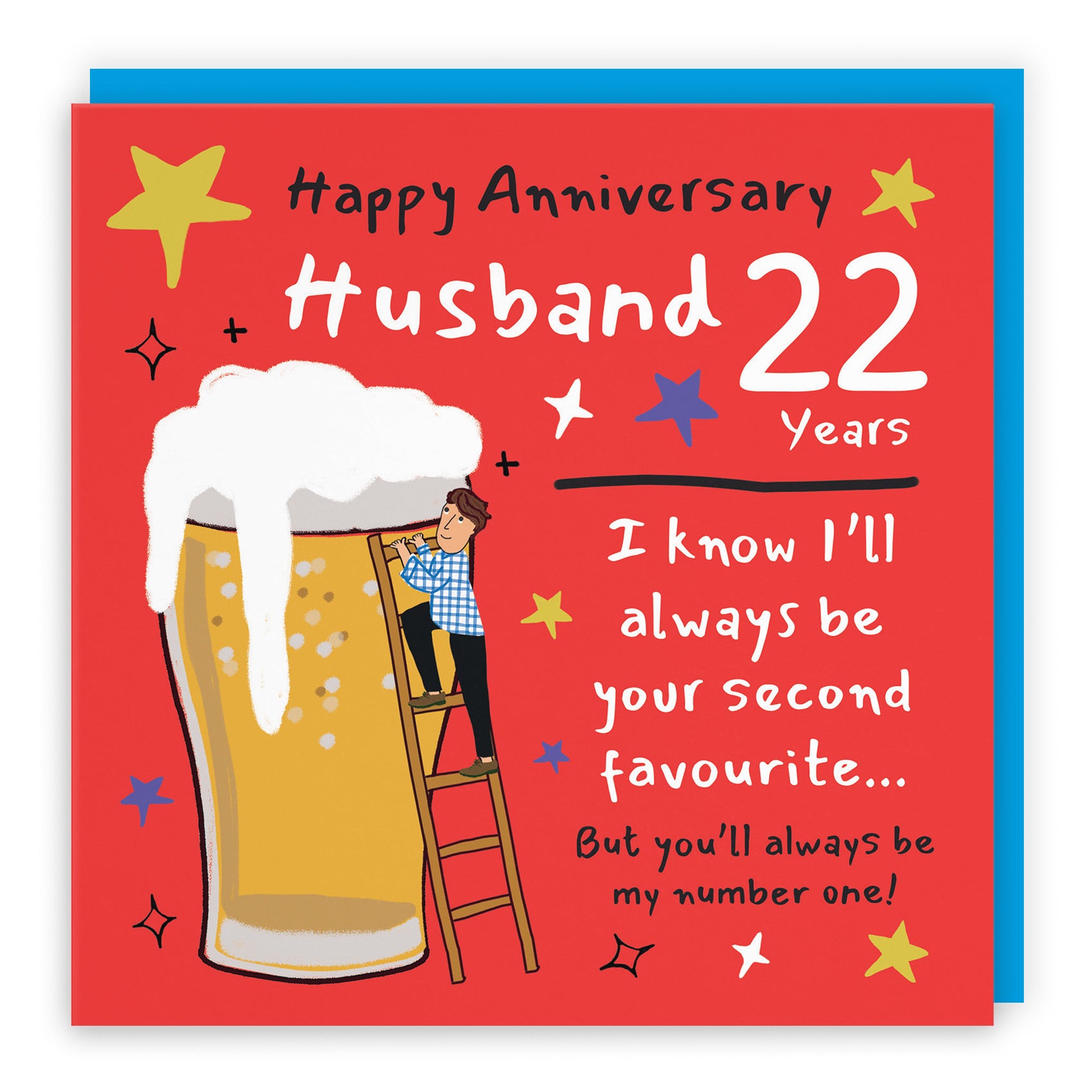 22nd Husband Anniversary Card Big Beer Laugh Out Loud - Default Title (GK00216)
