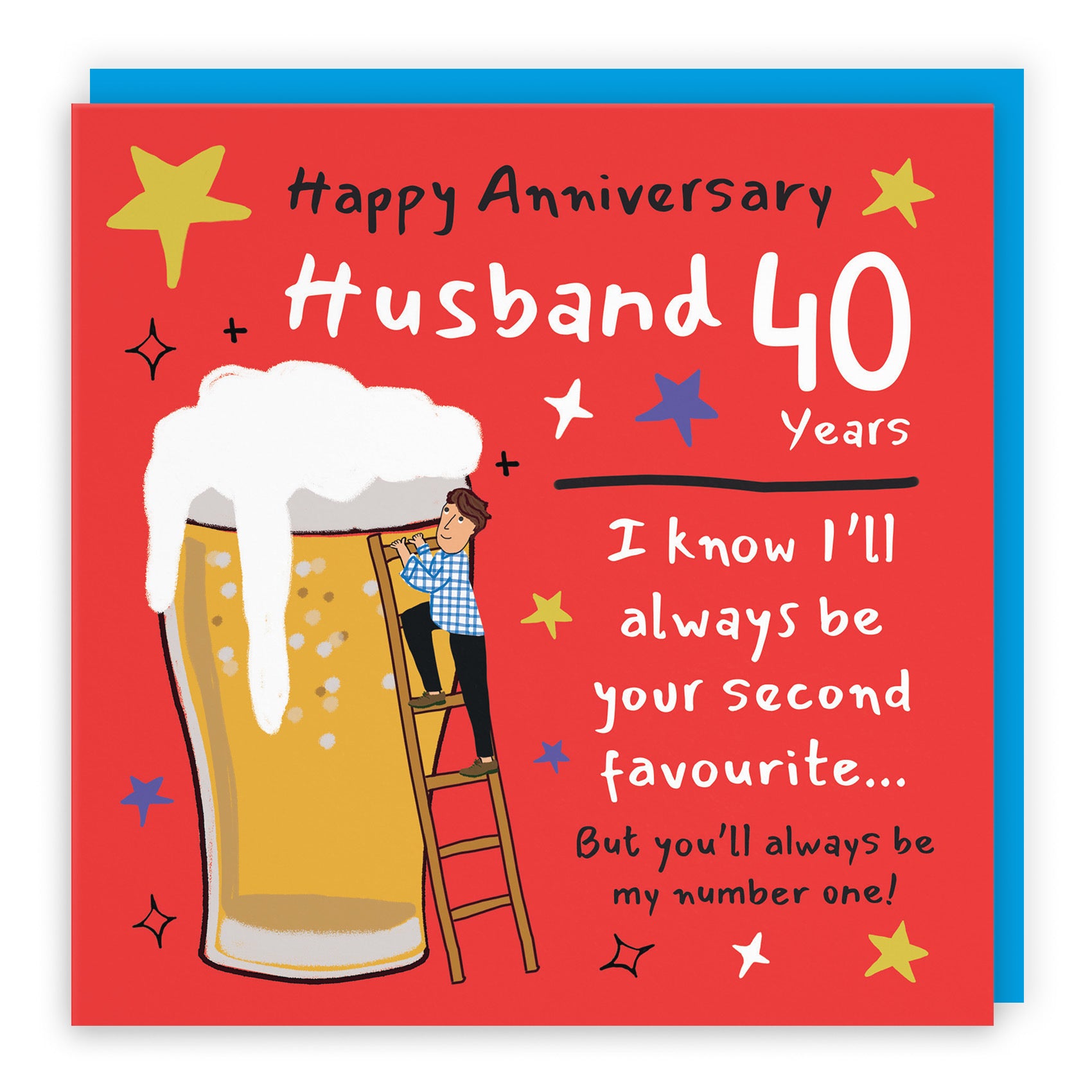 40th Husband Anniversary Card Big Beer Laugh Out Loud - Default Title (GK00222)