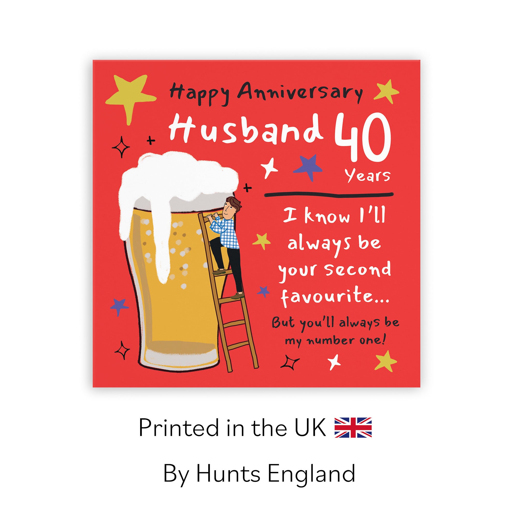 40th Husband Anniversary Card Big Beer Laugh Out Loud - Default Title (GK00222)
