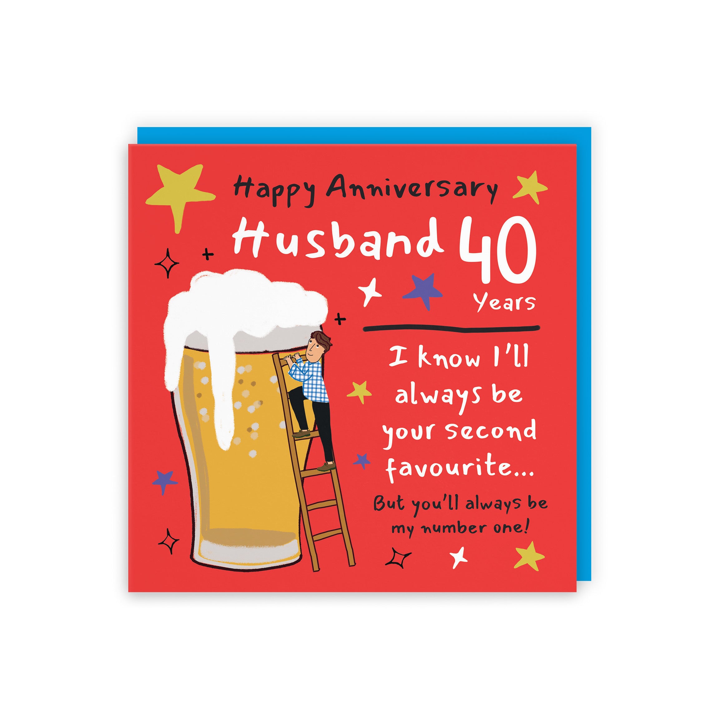 40th Husband Anniversary Card Big Beer Laugh Out Loud - Default Title (GK00222)