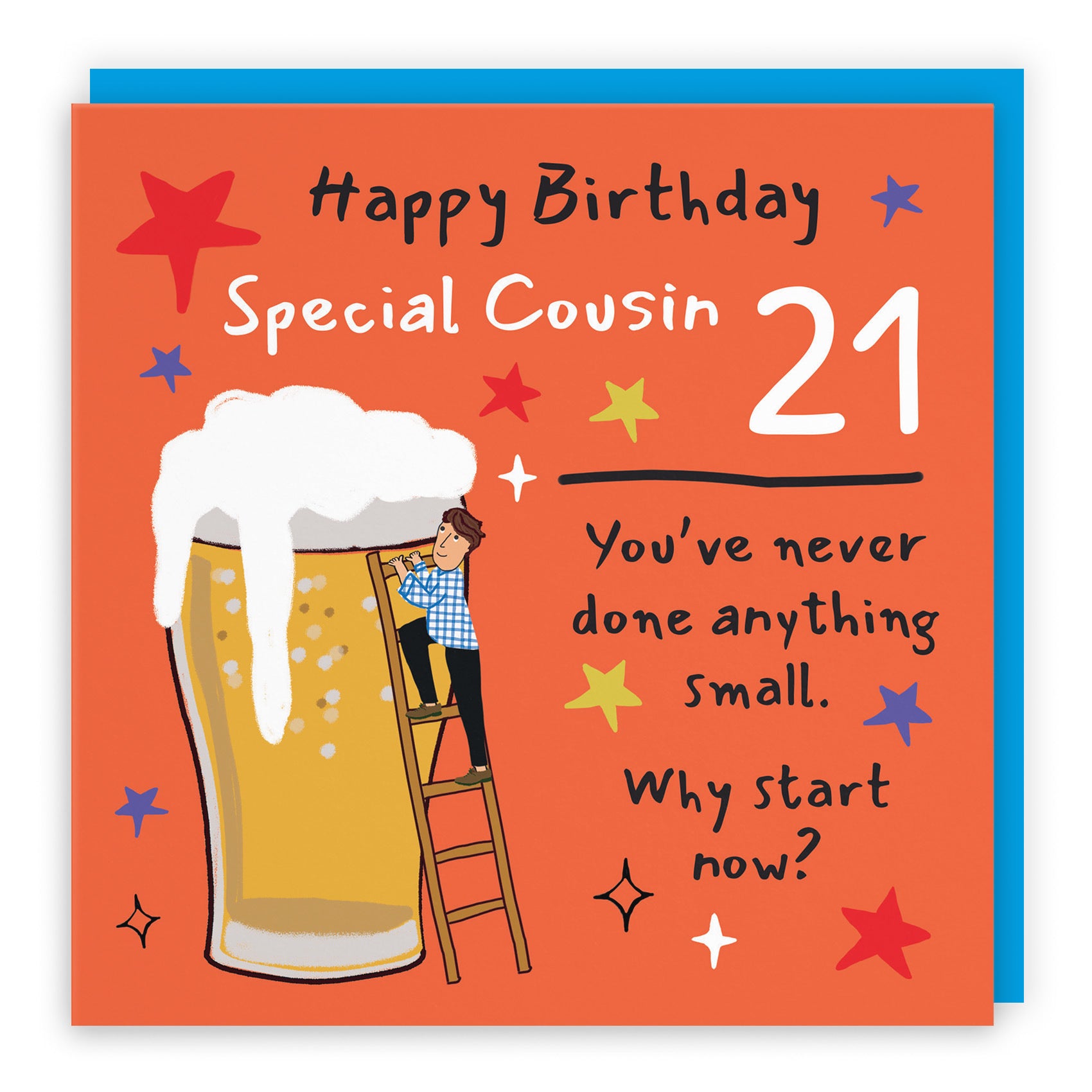 Male 21st Cousin Birthday Card Big Beer Laugh Out Loud - Default Title (GK00273)