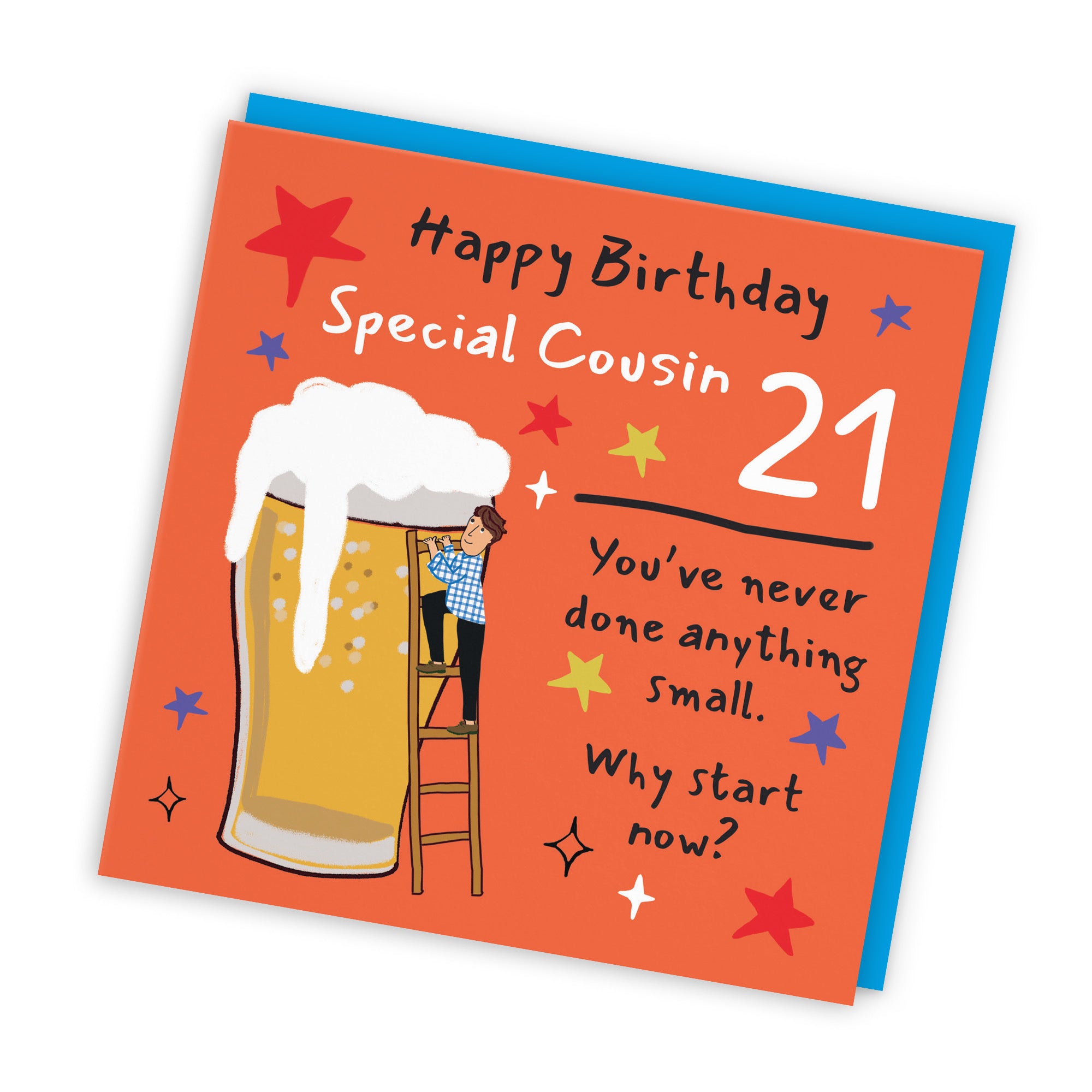 Male 21st Cousin Birthday Card Big Beer Laugh Out Loud - Default Title (GK00273)