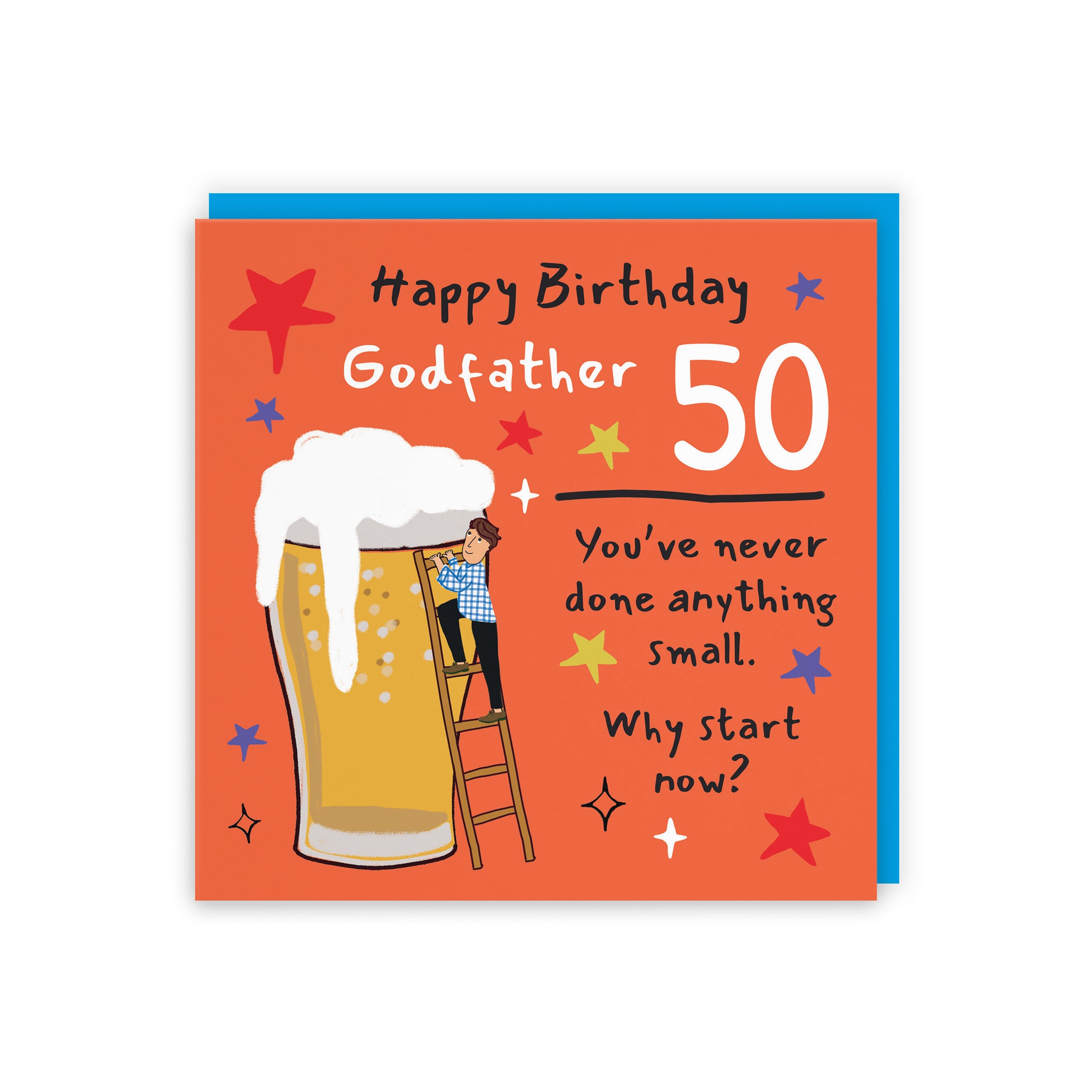 50th Godfather Birthday Card Big Beer Laugh Out Loud - Default Title (GK00278)