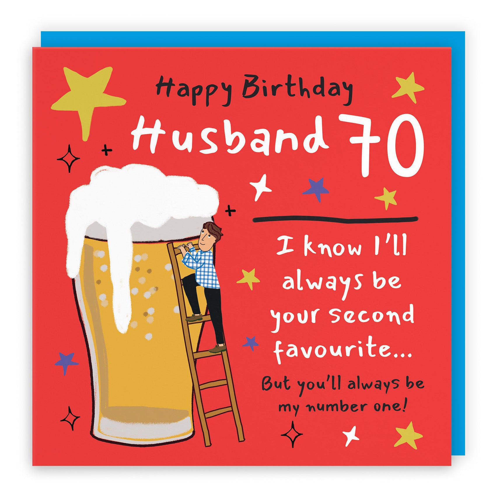 70th Husband Birthday Card Big Beer Laugh Out Loud - Default Title (GK00300)