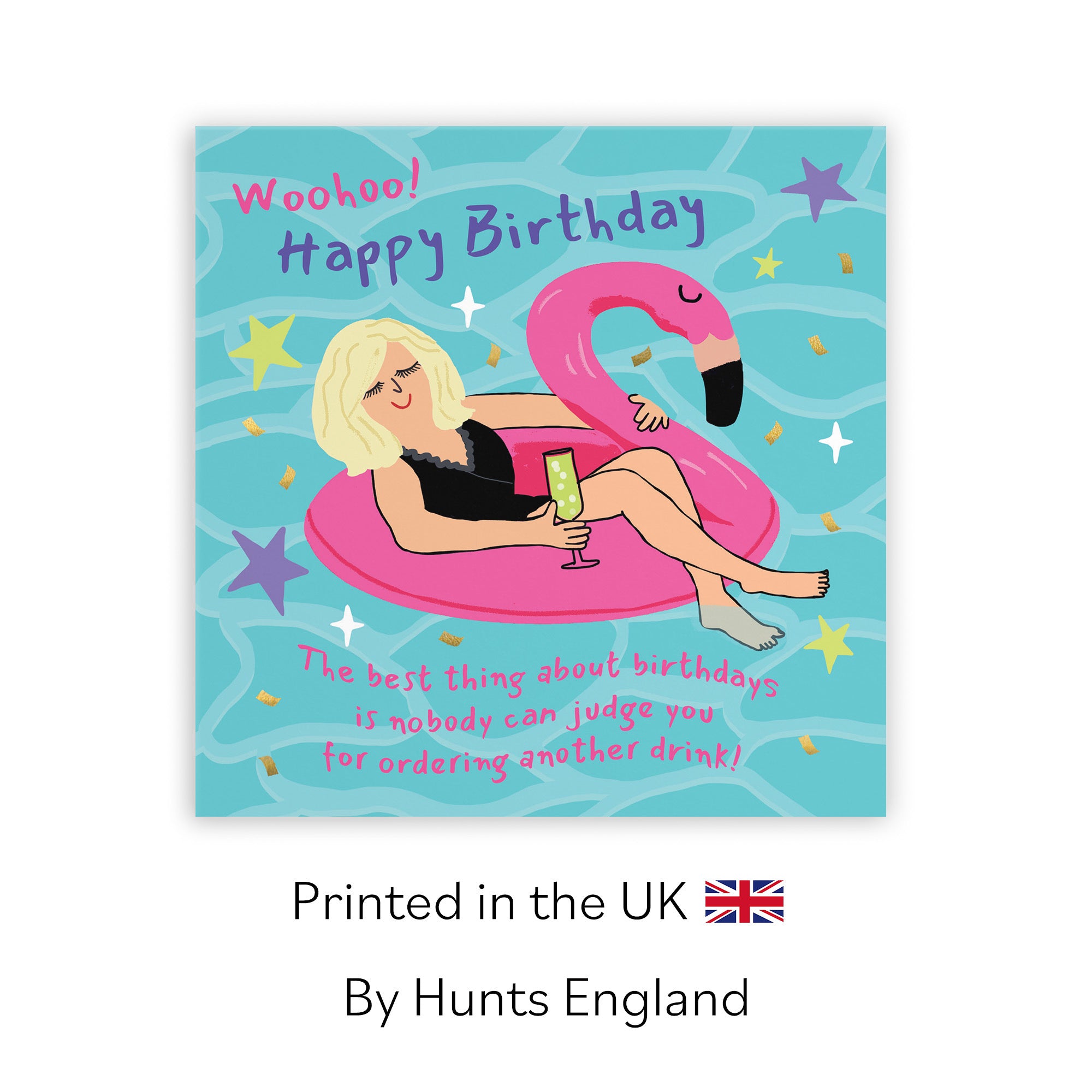Women's Birthday Card Flamingo Float Funny Nobody Judge You Laugh Out Loud - Default Title (GK00347)