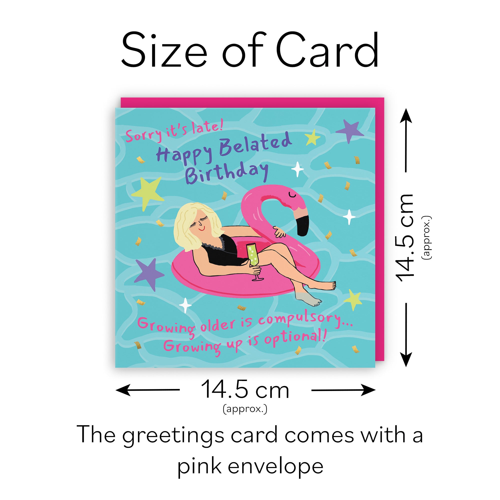 Women's Belated Birthday Card Flamingo Float Laugh Out Loud - Default Title (GK00349)