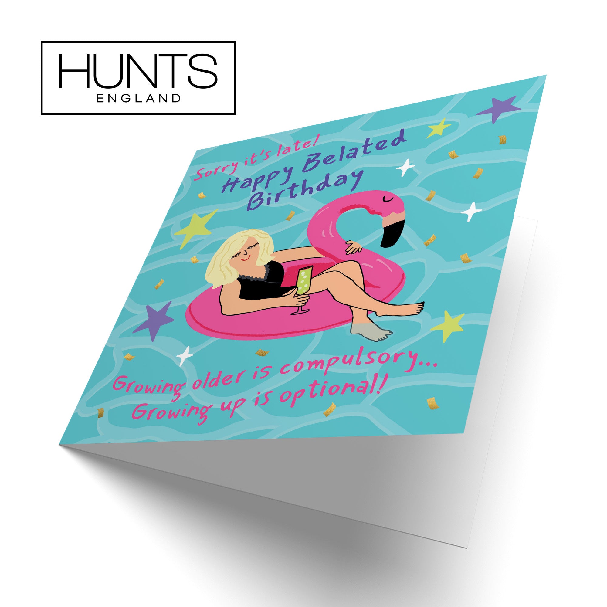 Women's Belated Birthday Card Flamingo Float Laugh Out Loud - Default Title (GK00349)