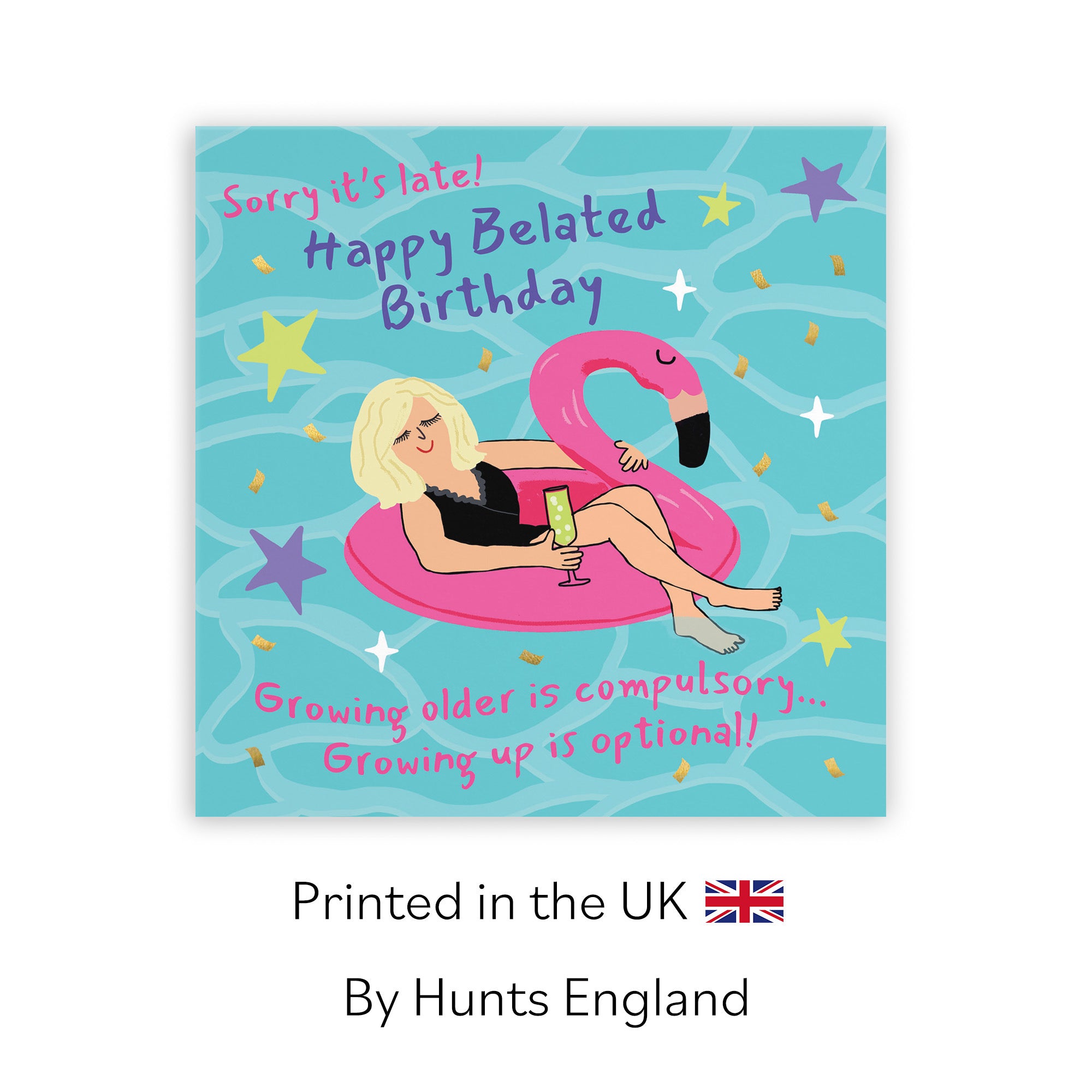 Women's Belated Birthday Card Flamingo Float Laugh Out Loud - Default Title (GK00349)