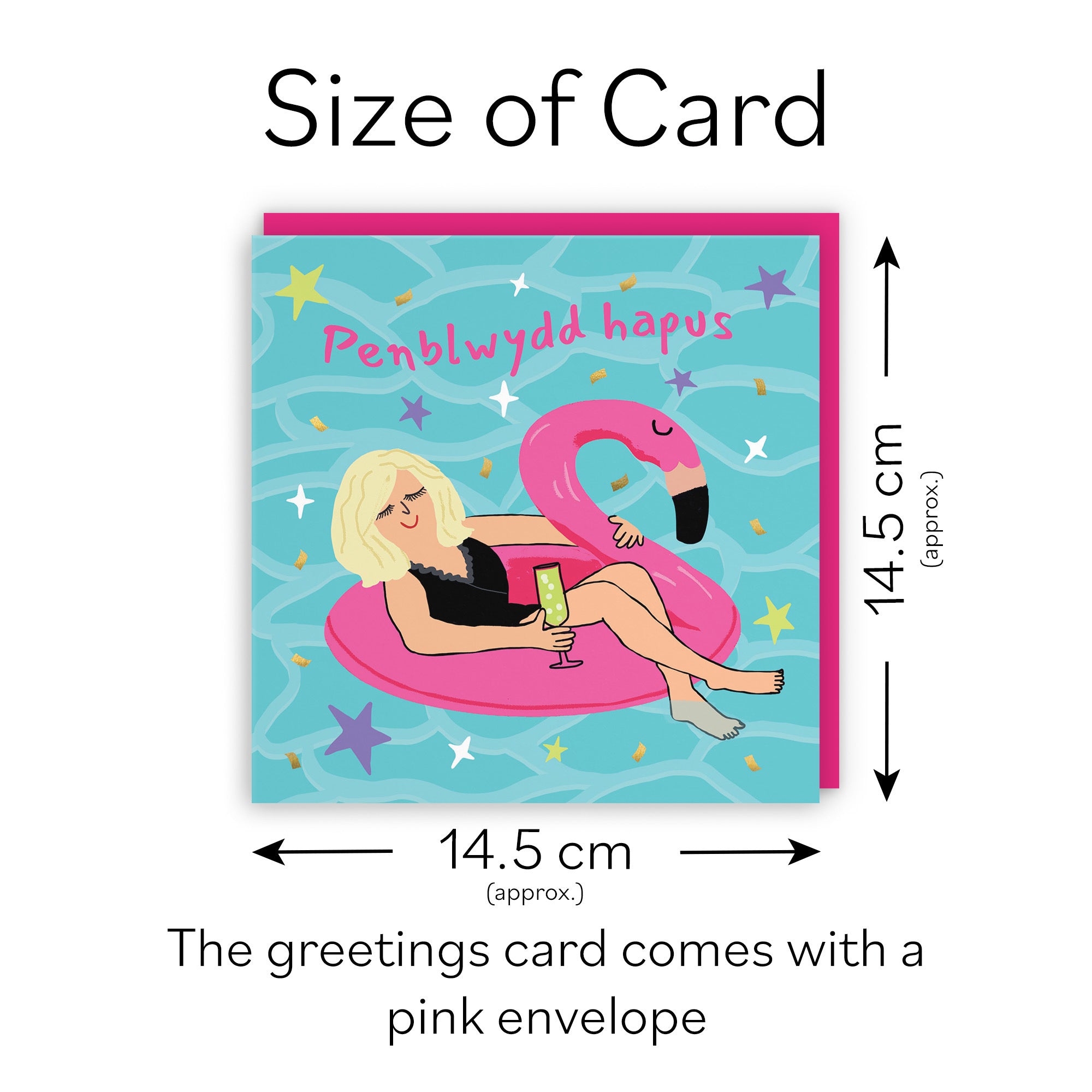 Women's Welsh Language Birthday Card Flamingo Float Laugh Out Loud - Default Title (GK00355)