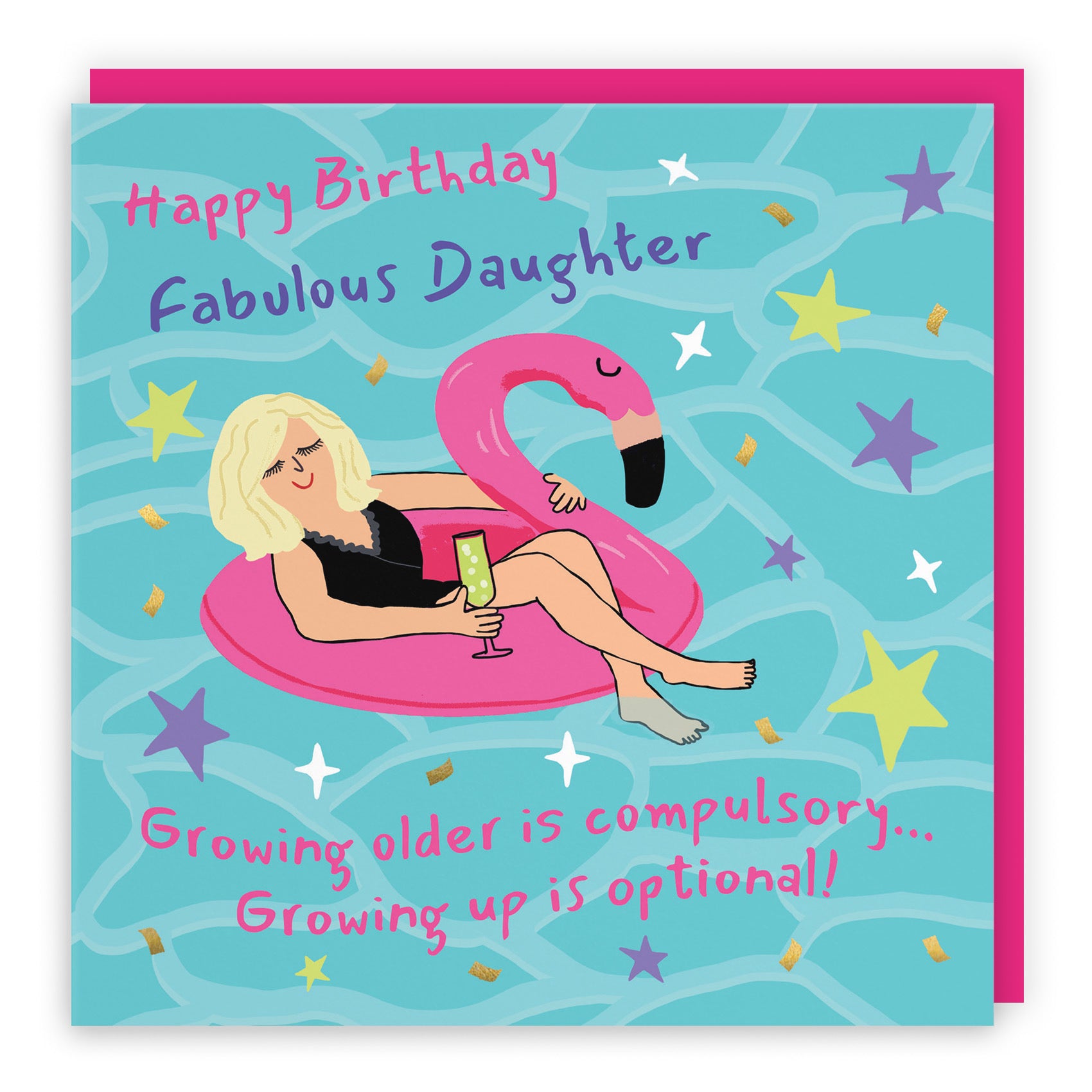 Daughter Birthday Card Flamingo Float Laugh Out Loud - Default Title (GK00359)