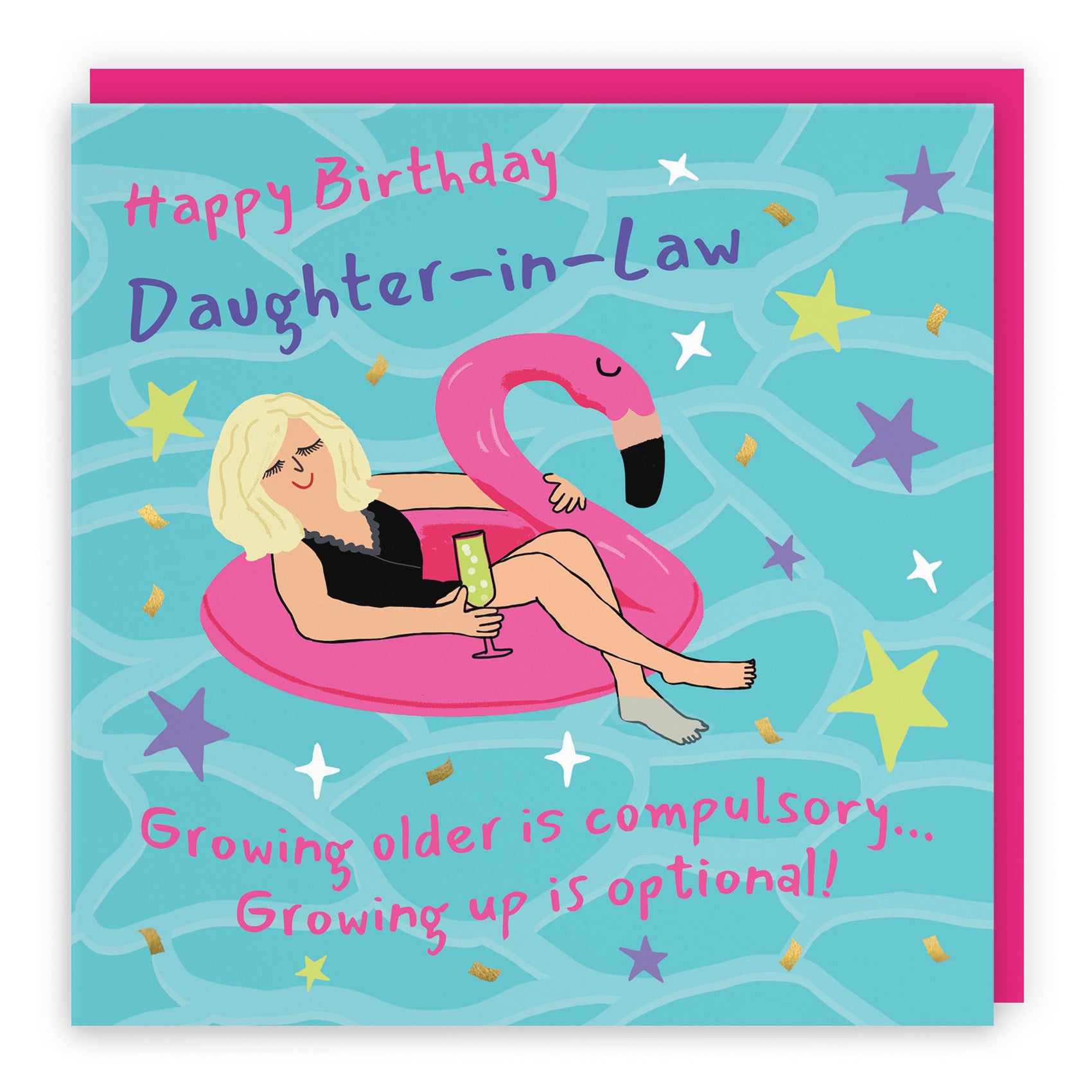 Daughter-in-Law Birthday Card Flamingo Float Laugh Out Loud - Default Title (GK00360)