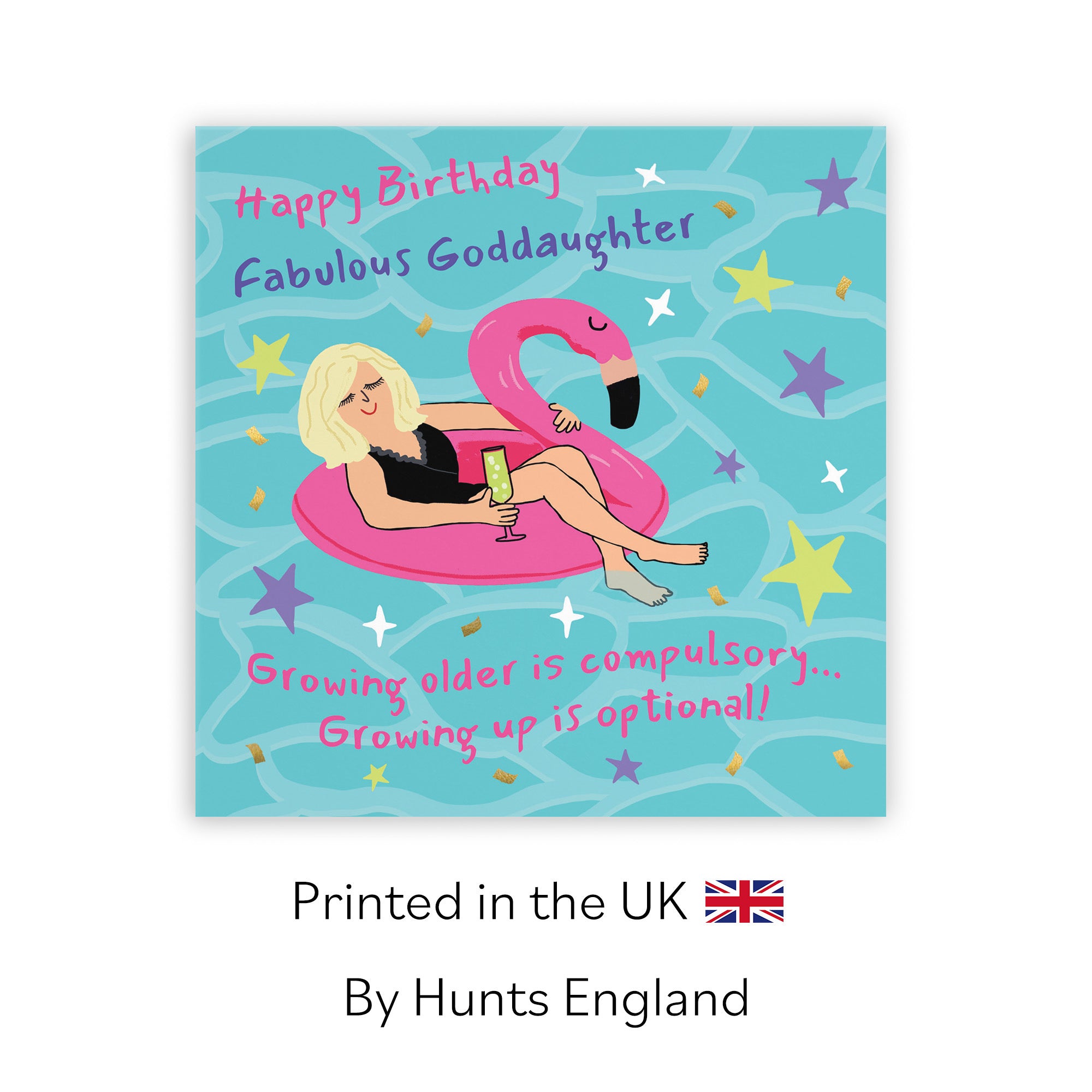 Goddaughter Birthday Card Flamingo Float Laugh Out Loud - Default Title (GK00363)