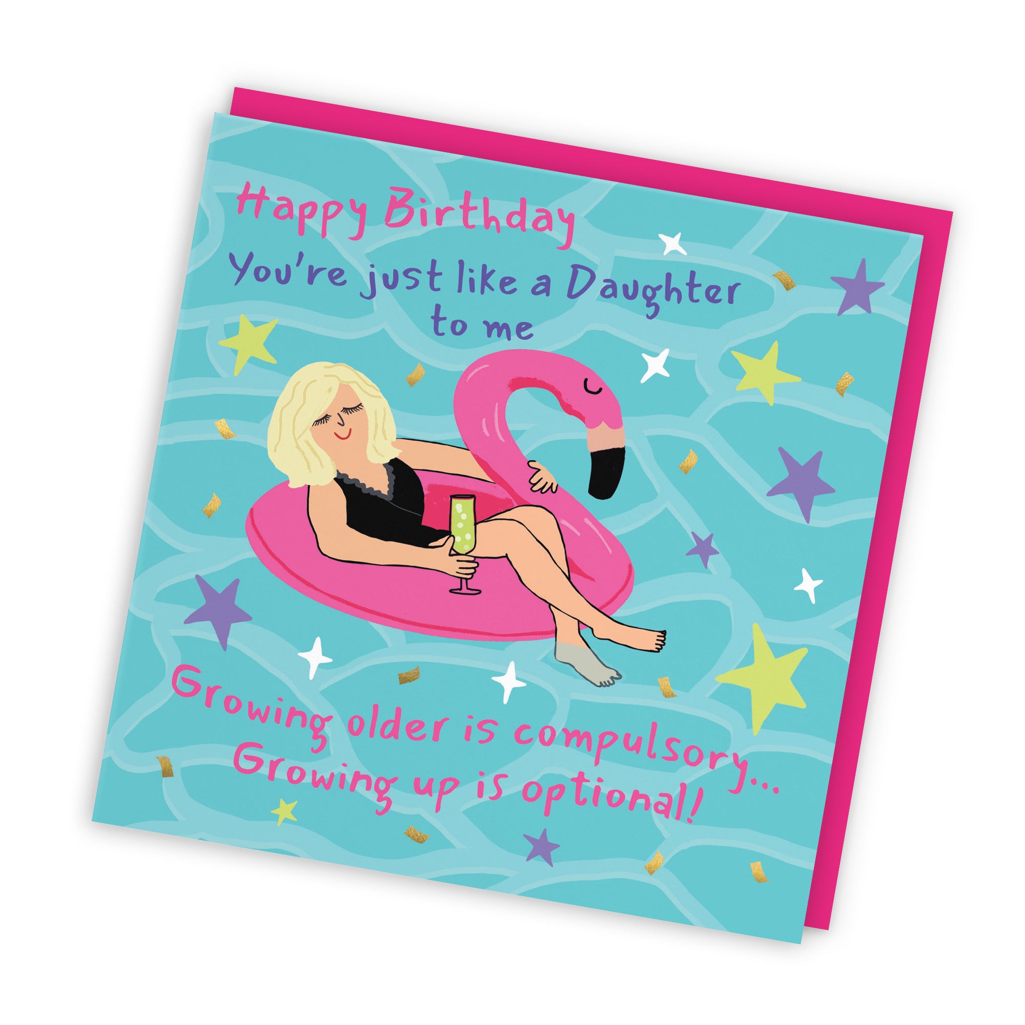Like A Daughter To Me Birthday Card Flamingo Float Laugh Out Loud - Default Title (GK00367)