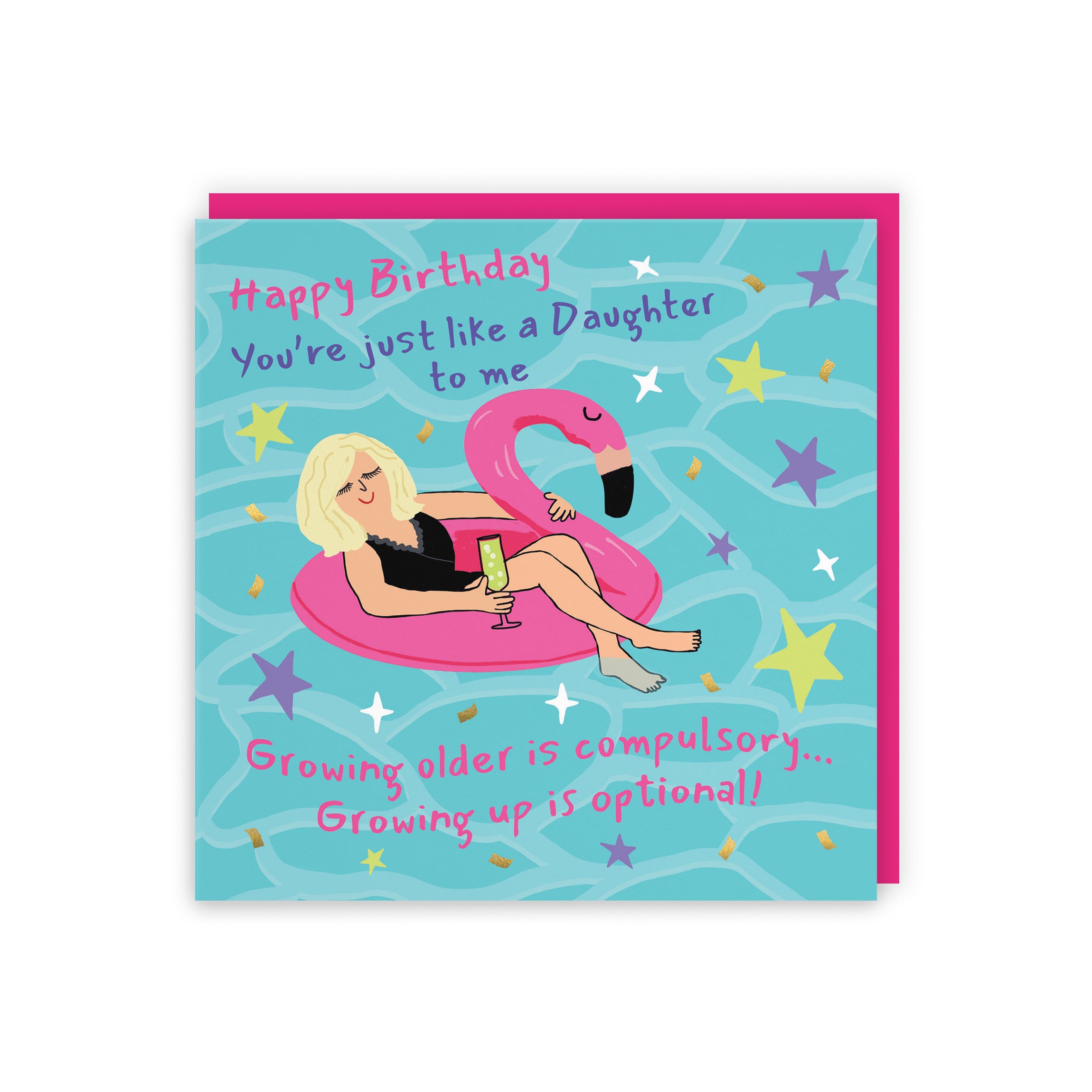 Like A Daughter To Me Birthday Card Flamingo Float Laugh Out Loud - Default Title (GK00367)