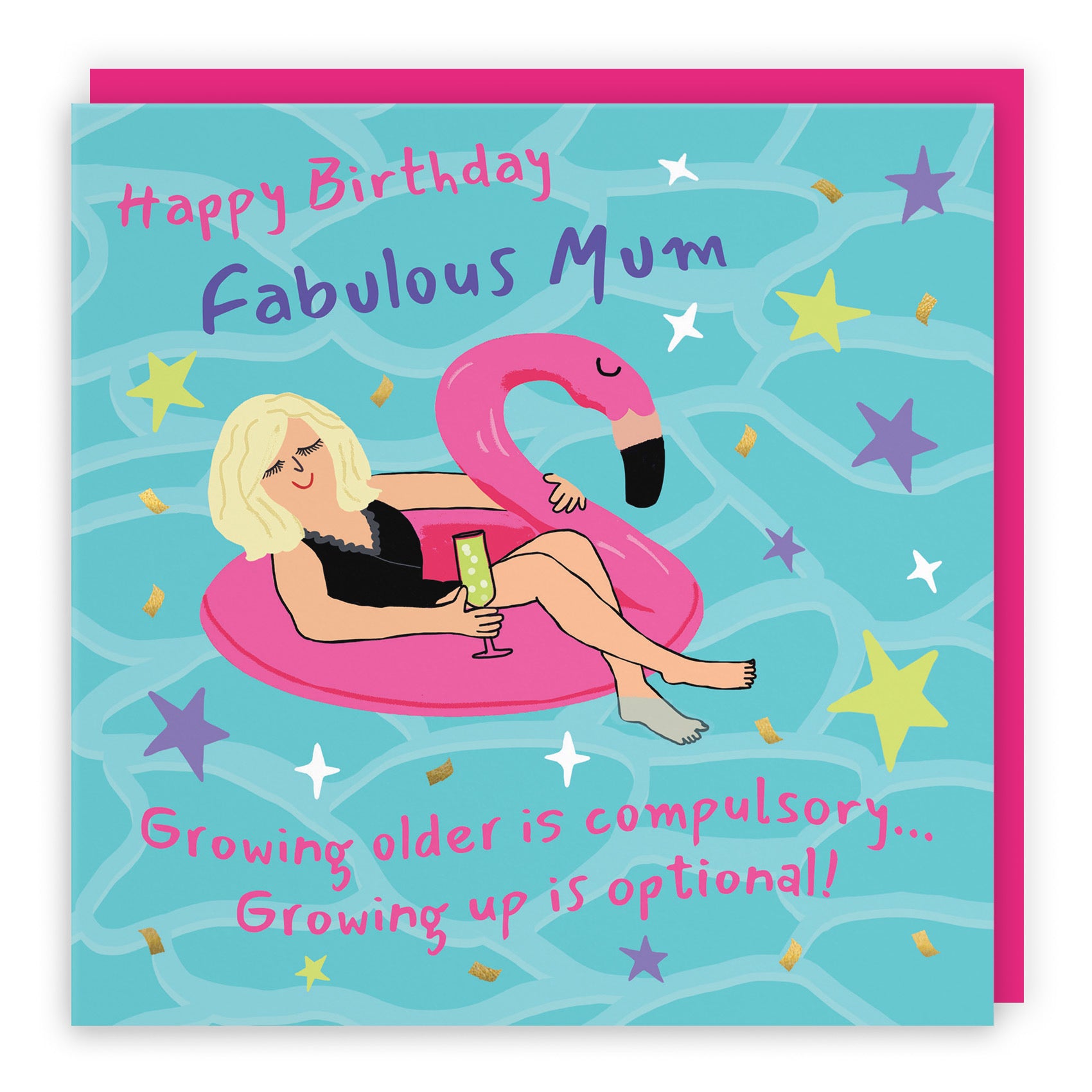 Mum Birthday Card Flamingo Float Laugh Out Loud - Default Title (GK00369)