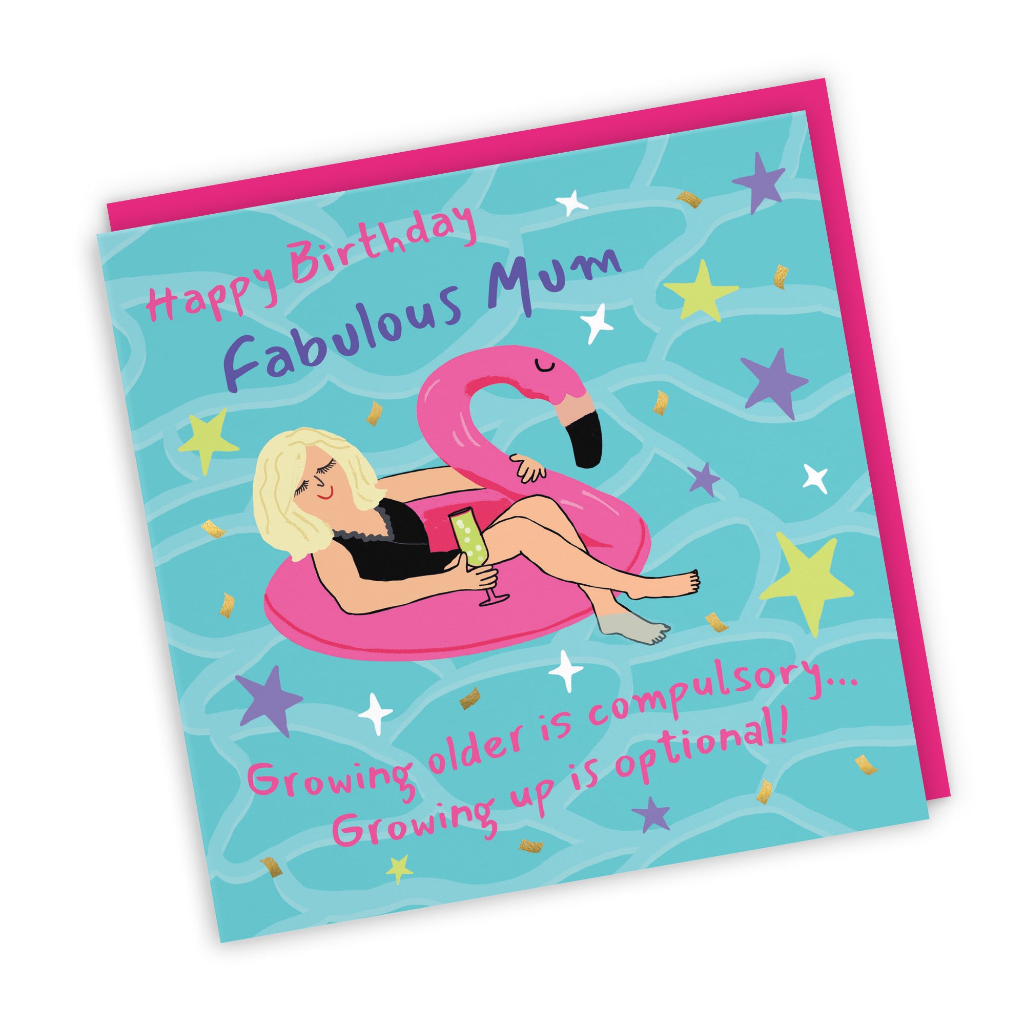 Mum Birthday Card Flamingo Float Laugh Out Loud - Default Title (GK00369)