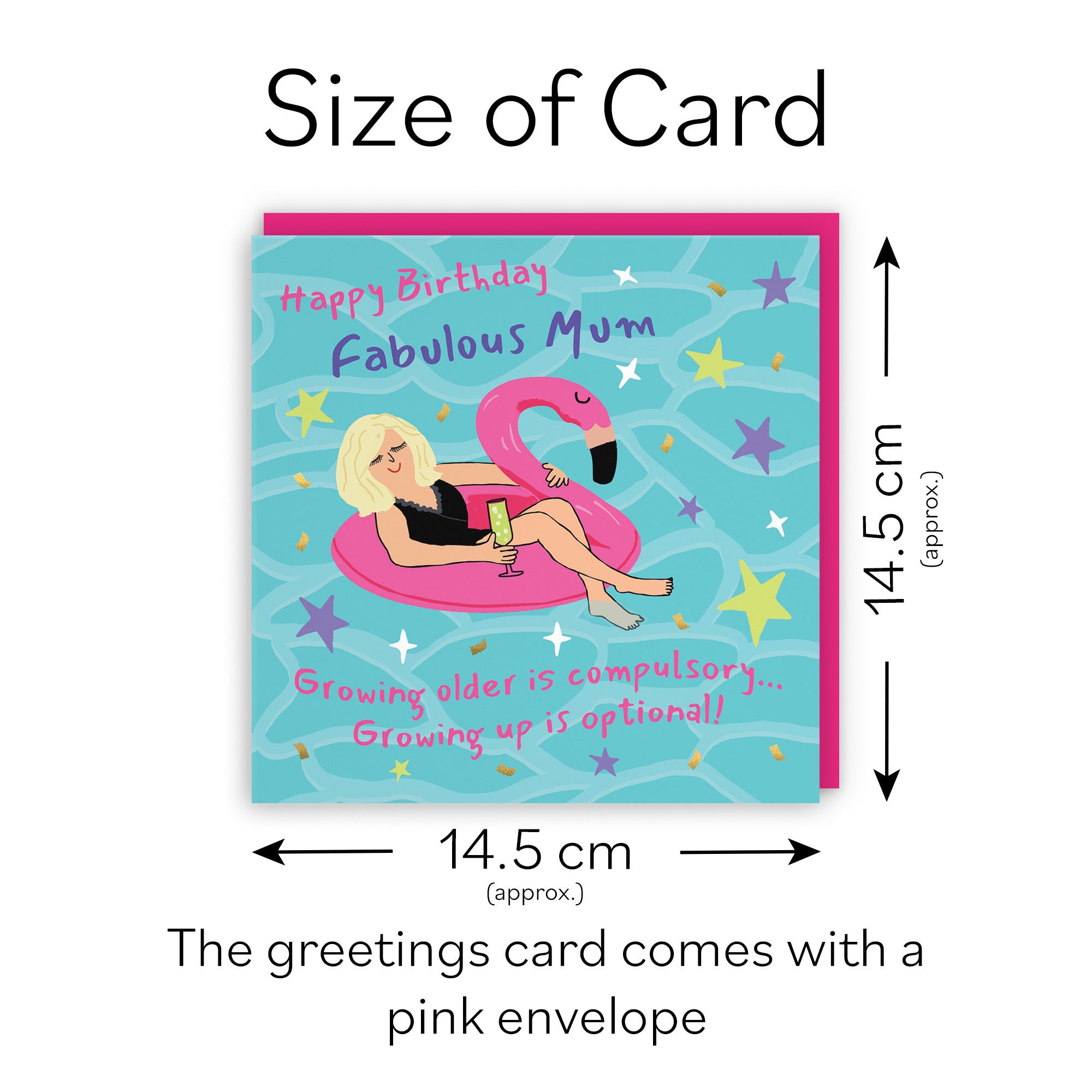 Mum Birthday Card Flamingo Float Laugh Out Loud - Default Title (GK00369)